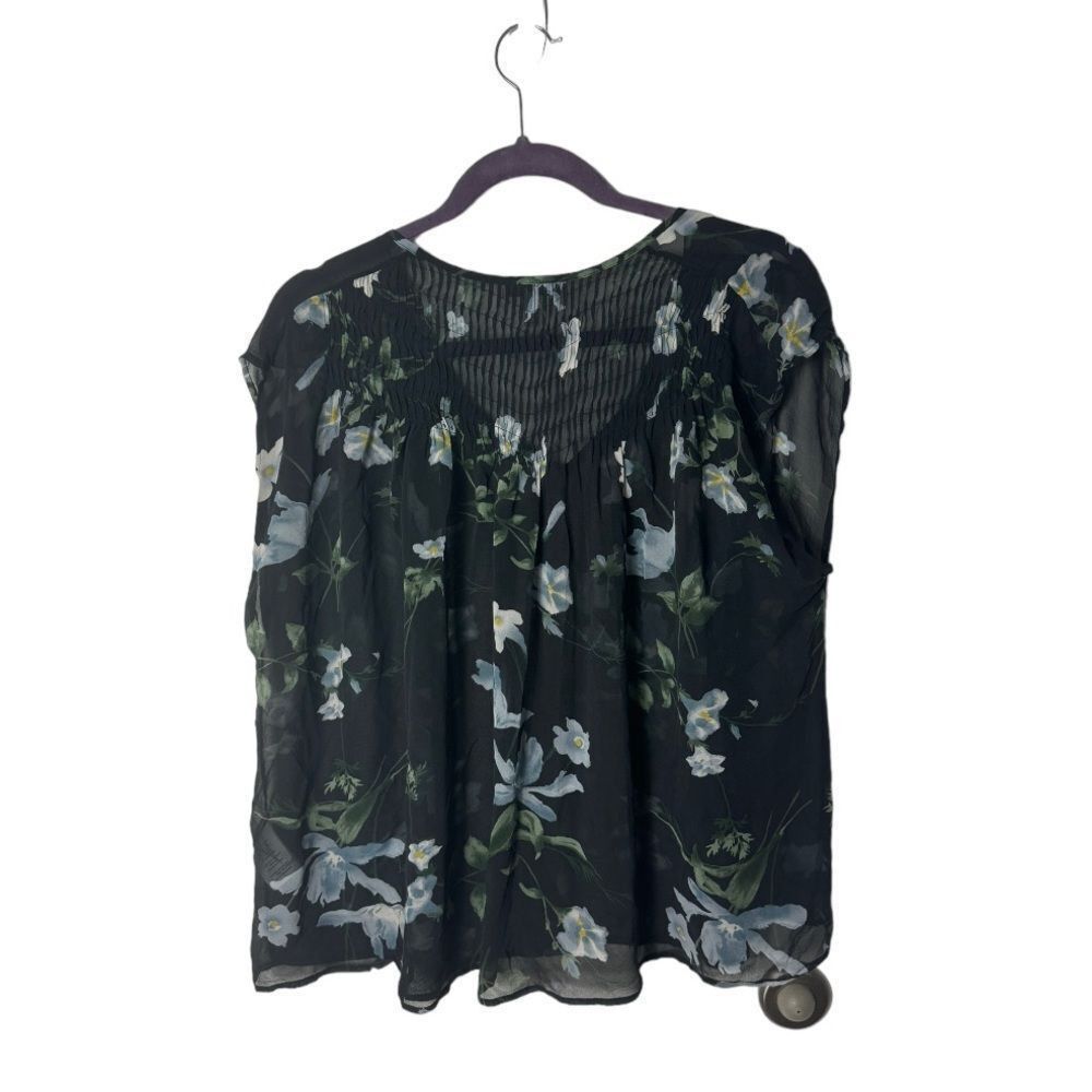 Joie Joie 100% Silk Sheer Floral Blouse Black Peasant Top Size M Size M / US 6-8 / IT 42-44 - 3 Thumbnail