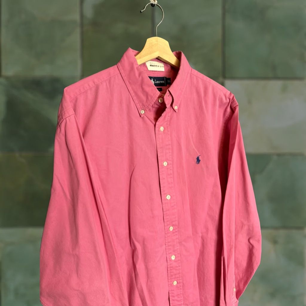 Polo Ralph Lauren VINTAGE Polo Ralph Lauren Blake Pink Cotton Button Up Shirt 90s Mens XL Size US XL / EU 56 / 4 - 1 Thumbnail