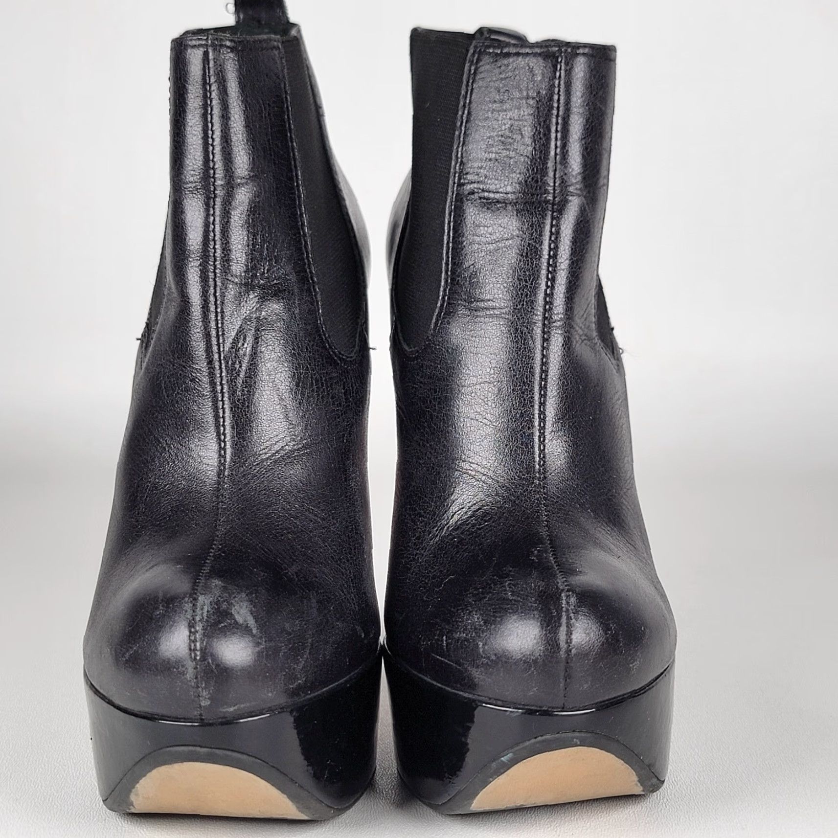 Topshop VINTAGE Topshop Black Leather Stiletto Bootie Women Adult 36 EU 36/5-5.5 Almond Toe Pull On Black Leather Stiletto Bootie Women Men? Size M / US 6-8 / IT 42-44 - 2 Thumbnail