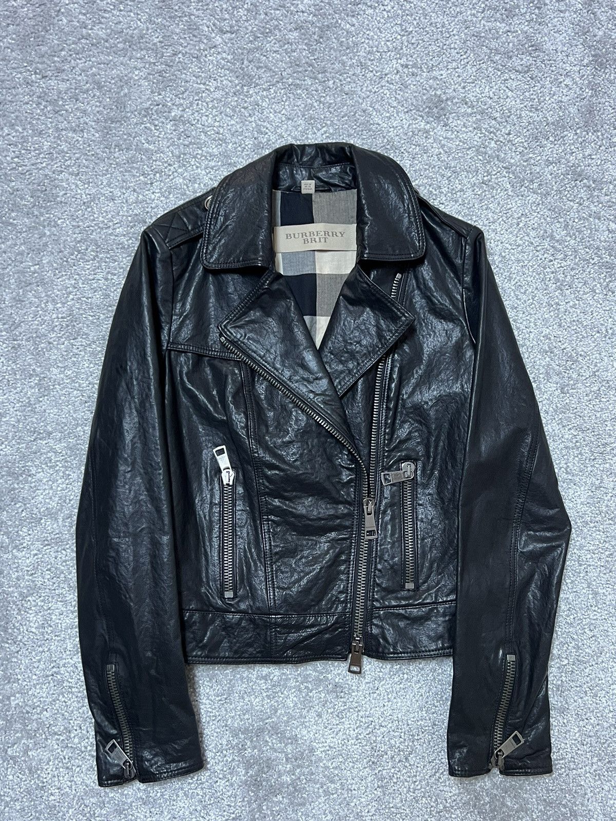 Burberry Burberry Brit Black Leather Biker Jacket Size 40 IT Size S / US 4 / IT 40 - 2 Thumbnail