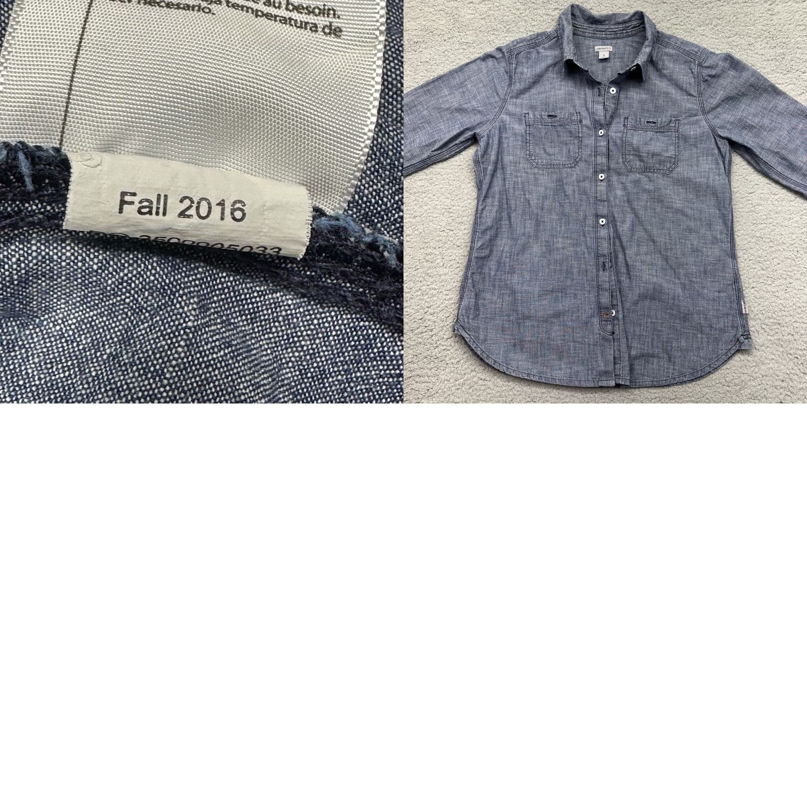 Carhartt Carhartt Shirt Women M Milam Blue Button Down Long Sleeve RelaxedFit 102073-402 Size M / US 6-8 / IT 42-44 - 9 Thumbnail