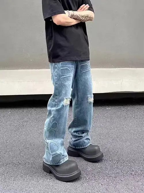 Japanese Brand × Jean High street washed distressed armor ripped jeans Size US 32 / EU 48 - 4 Thumbnail