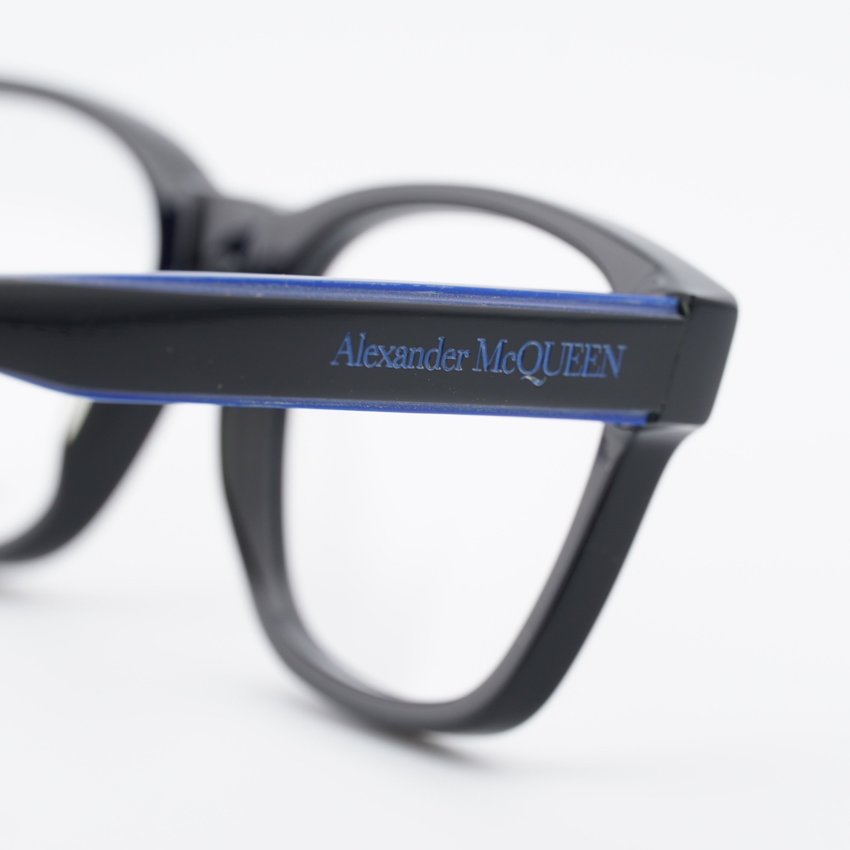Alexander McQueen Alexander McQueen AM0356O 004 Eyeglasses Black/Blue 53mm Size ONE SIZE - 8 Thumbnail