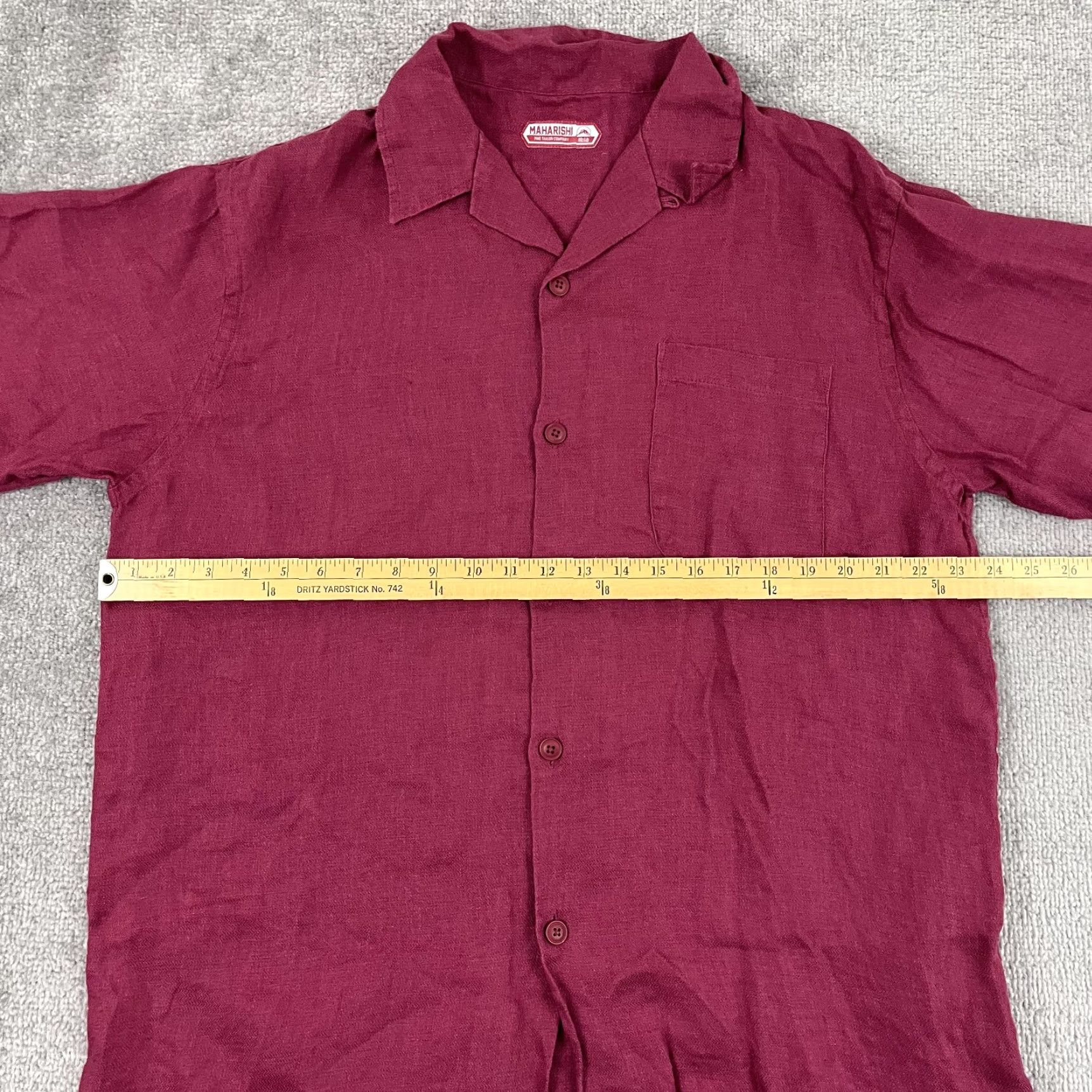 Maharishi Maharishi Button-Up Shirt Mens XL Red Hemp Short Sleeve Collared Classic Casual Workwear Size US XL / EU 56 / 4 - 4 Thumbnail