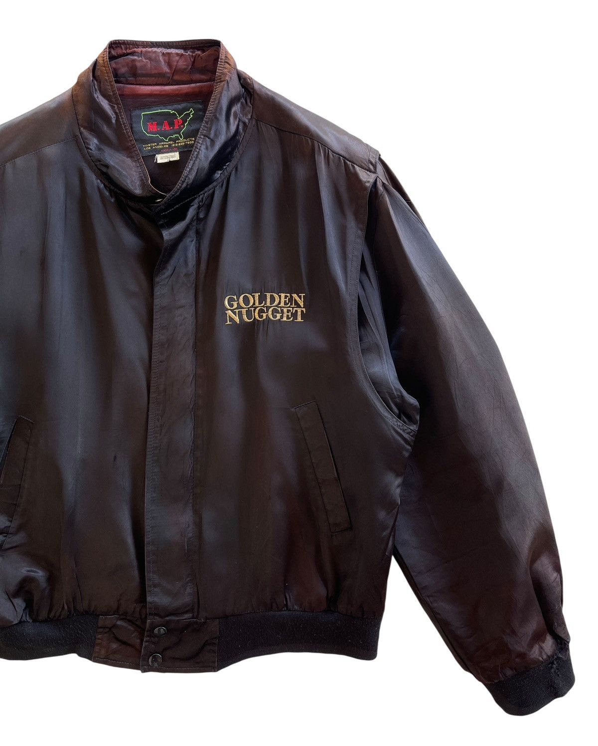 Vintage 80s Golden Nugget Satin Bomber Jacket Size US L / EU 52-54 / 3 - 4 Thumbnail