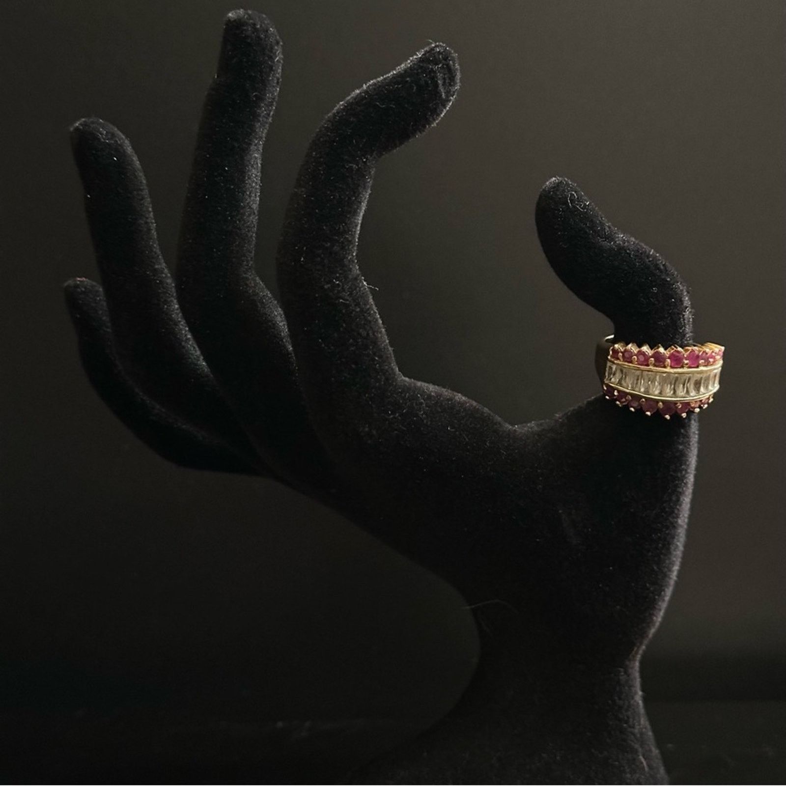 Other Vintage Wide Band Ruby And CZ Princess Ring Size ONE SIZE - 2 Thumbnail