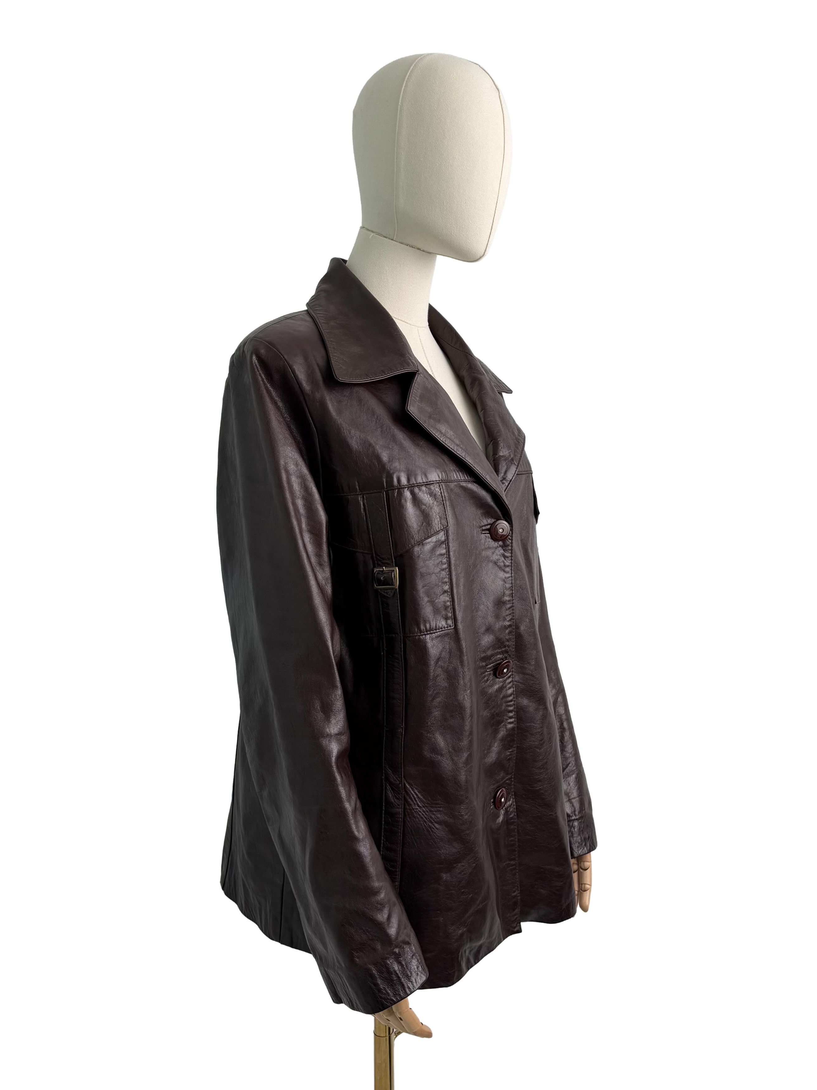 Vintage Vintage Genuine Leather Jacket Button Front Utility Classic Size L / US 10 / IT 46 - 2 Thumbnail