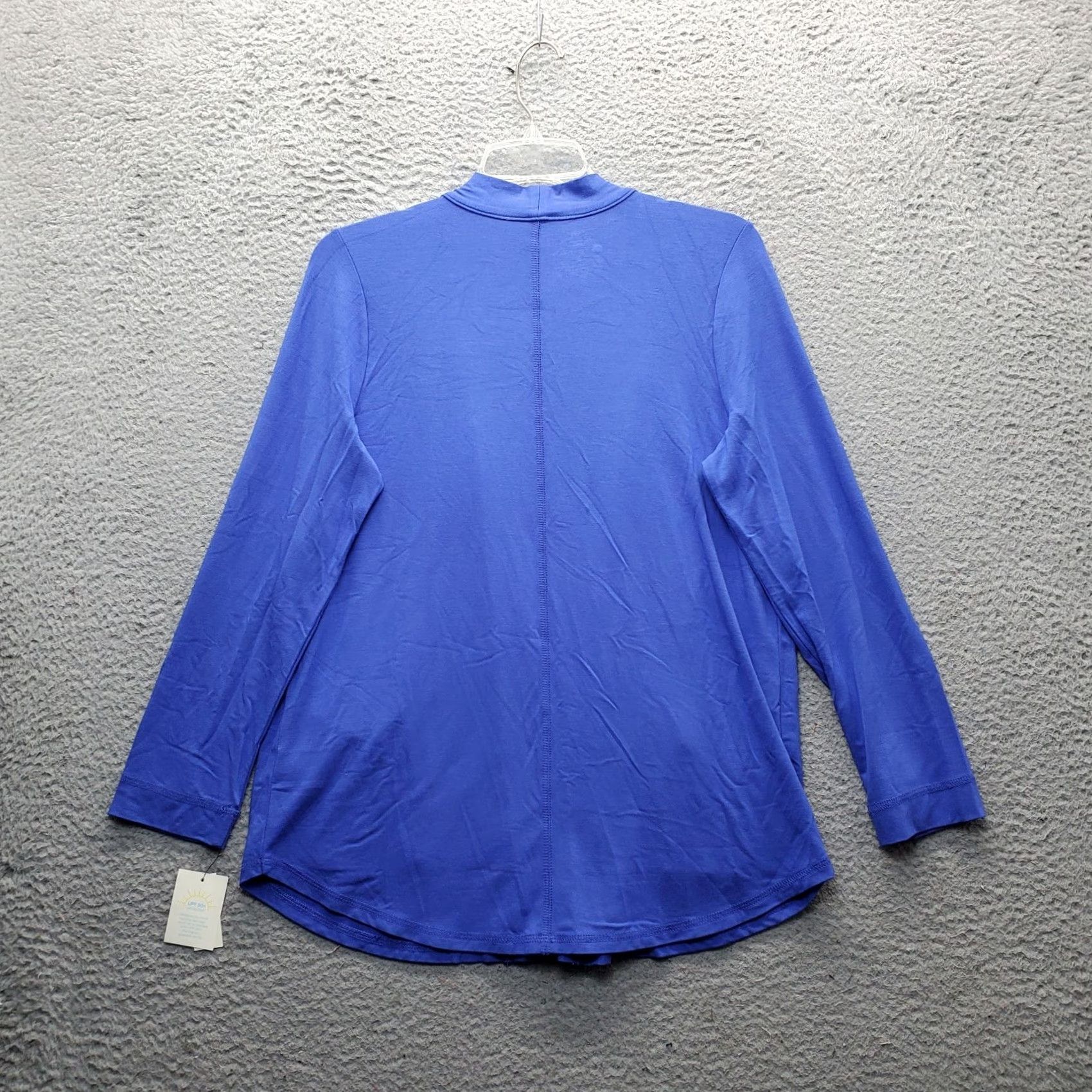 Talbots Talbots Cardigan Womens Petite M Blue UPF 50+ Drape Pocket Open Front Shirt Womens Size PM Blue Talbots Cardigan Size M / US 6-8 / IT 42-44 - 2 Thumbnail