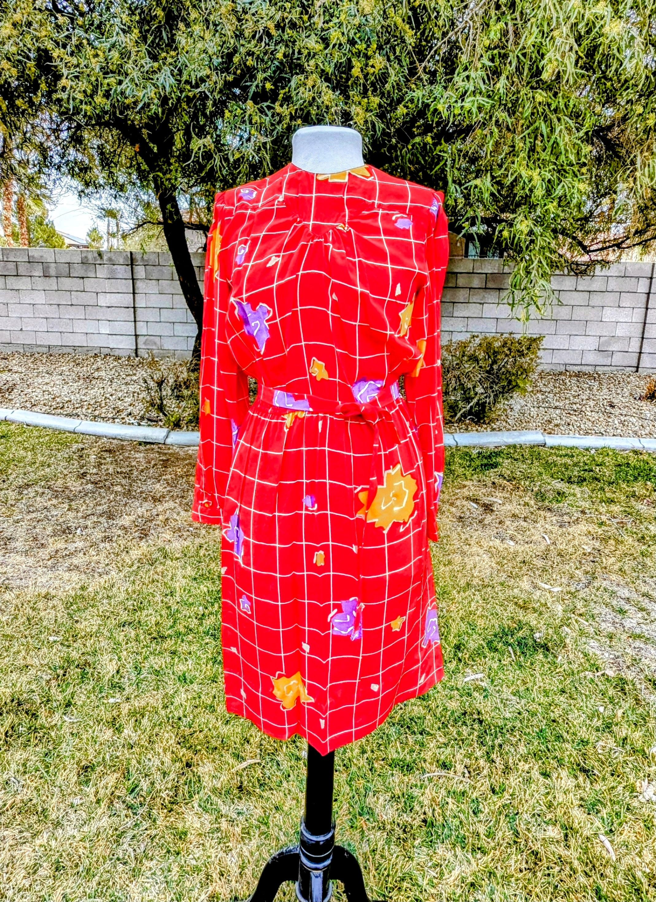 Vintage Vintage 1980s John Yang for Jack Mulqueen Ltd Silk Dress Size S / US 4 / IT 40 - 1 Thumbnail
