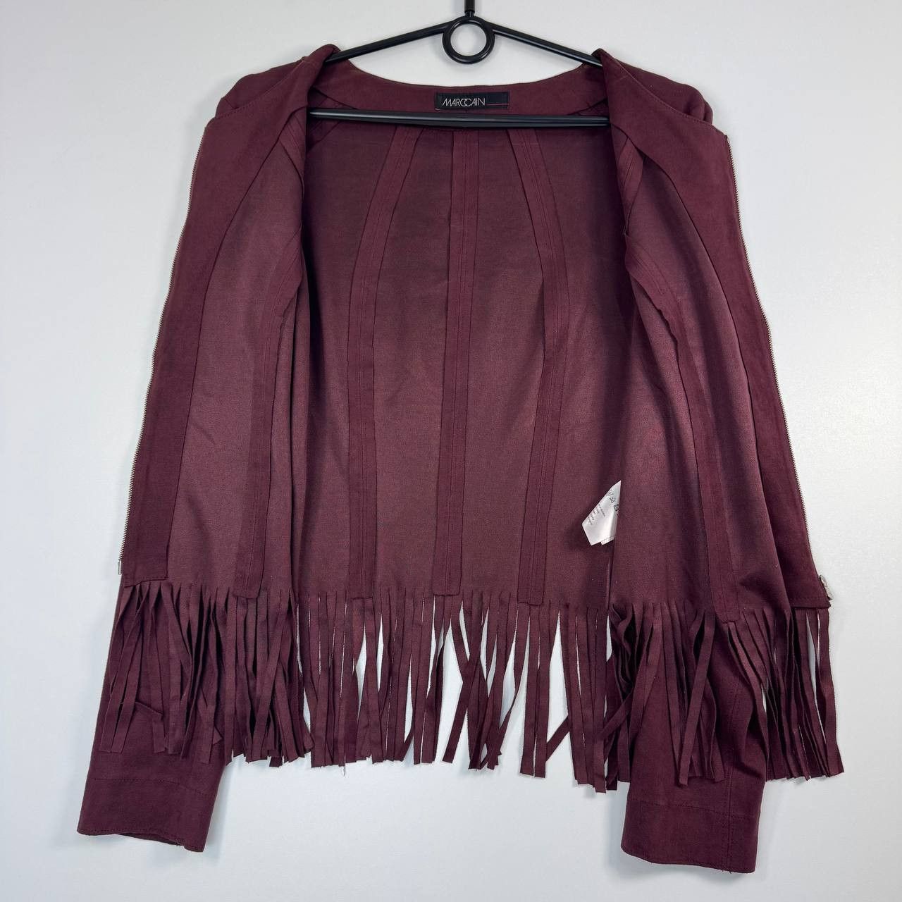 Other Marc Cain Suede Fringe Jacket Burgundy Zip Women Size M Size M / US 6-8 / IT 42-44 - 3 Thumbnail
