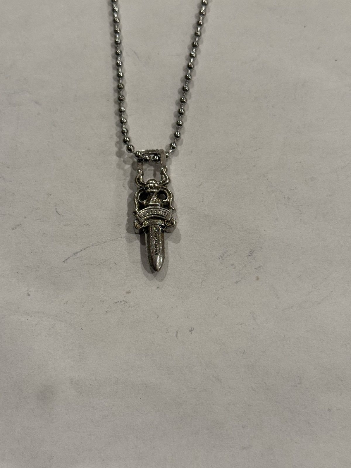 Chrome Hearts Chrome Hearts Rhodium Dagger Pendant Ball Chain Necklace Size ONE SIZE - 1 Thumbnail