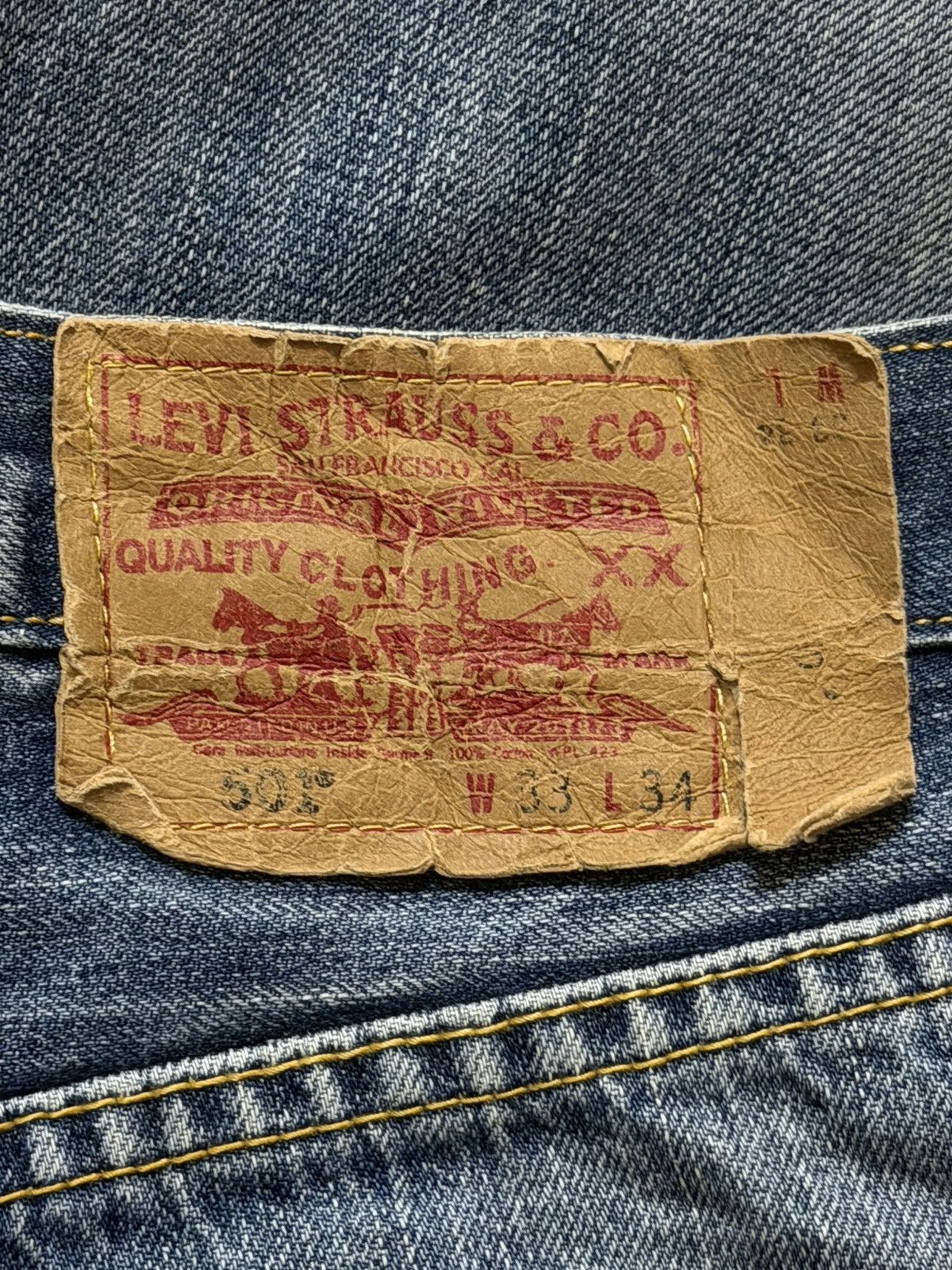 Levi's Vintage Y2K Levis 501 Blue Faded Wash Distressed Wide Leg Size US 32 / EU 48 - 6 Thumbnail