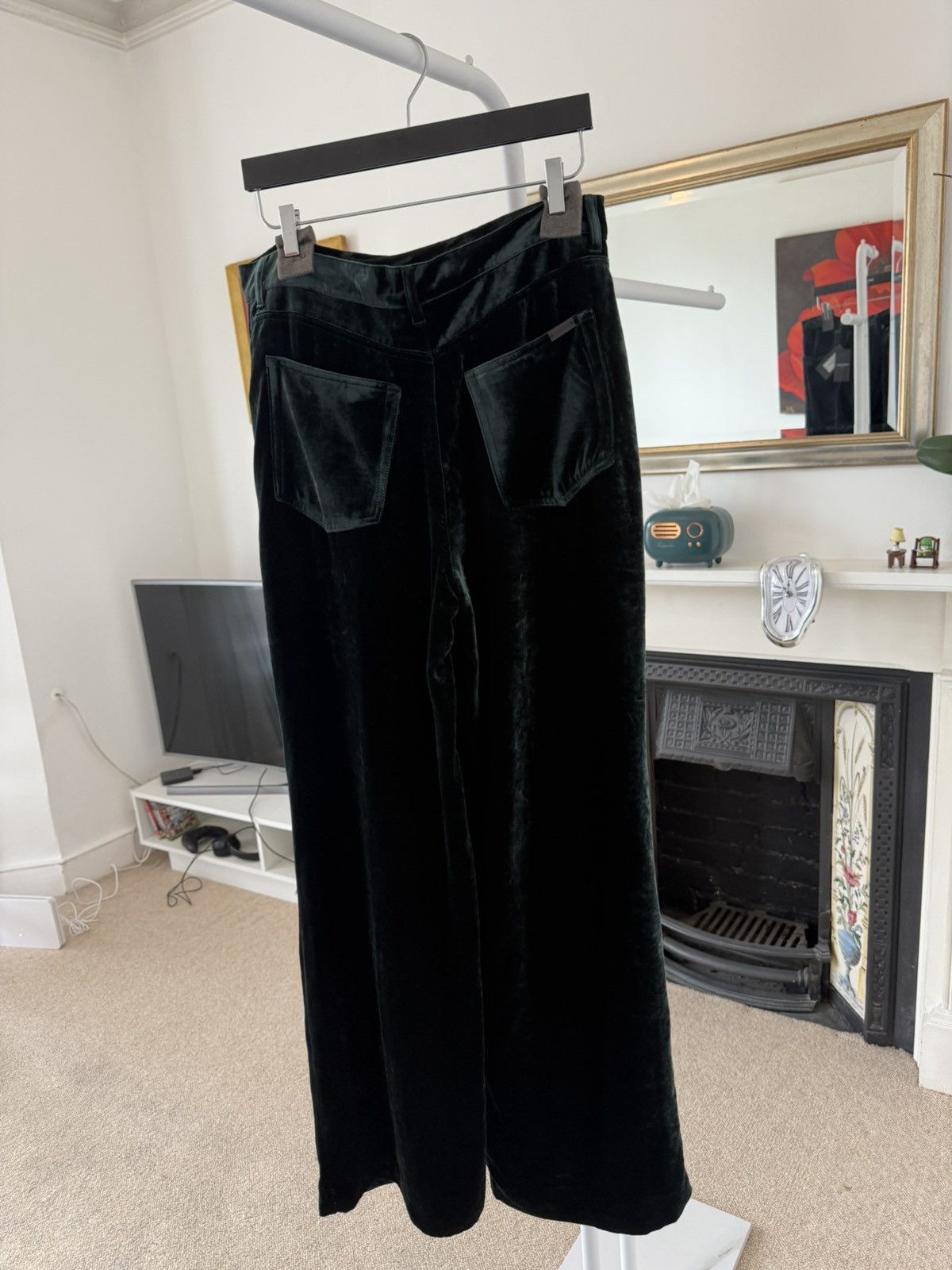 Saint Laurent Paris FW22' Saint Laurent Wide Leg Velvet Pants Green Size US 33 - 9 Thumbnail