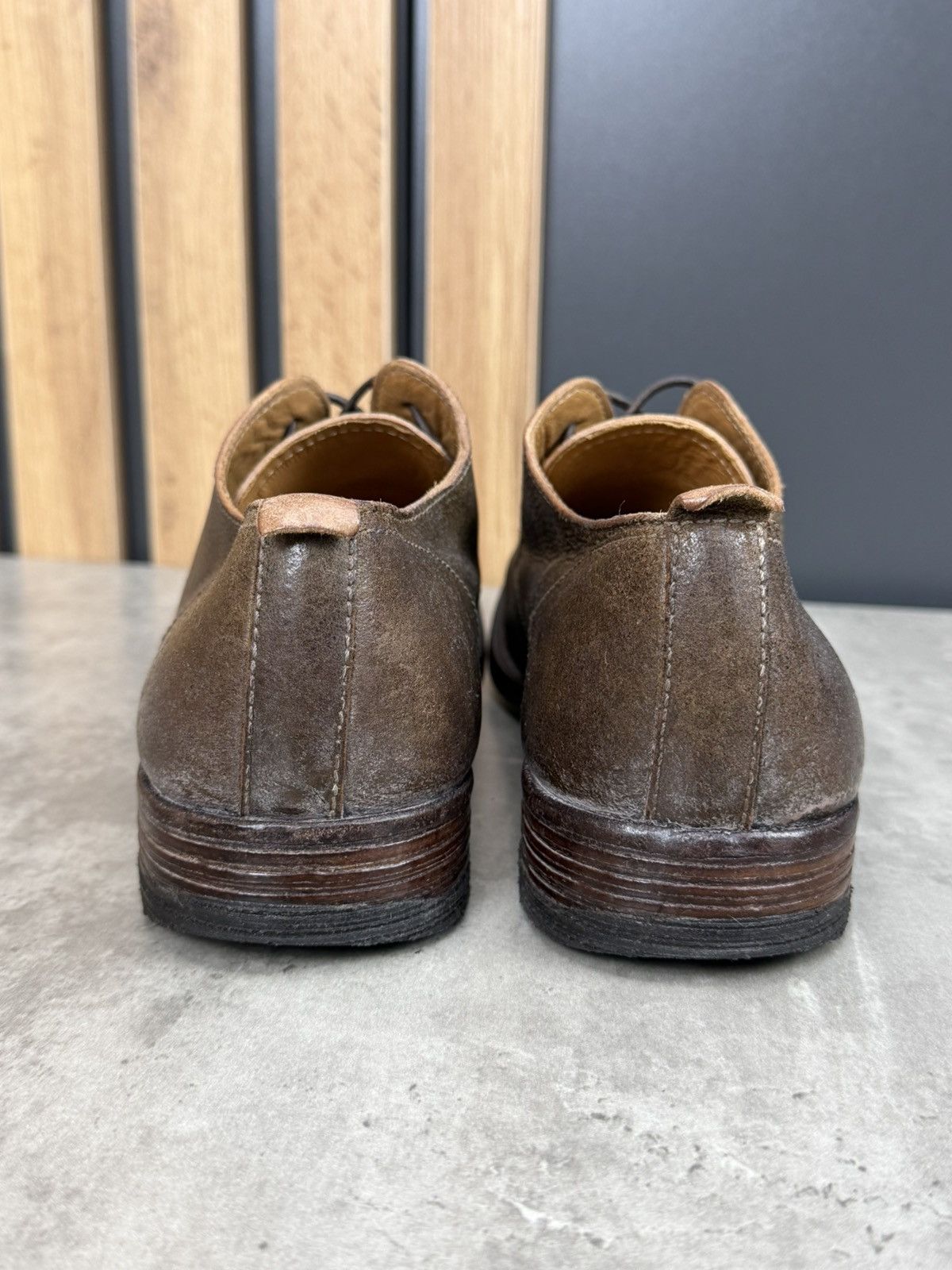 MoMA MOMA Brown Leather Distressed Derby Shoes Size 42 Size US 9 / EU 42 - 4 Thumbnail
