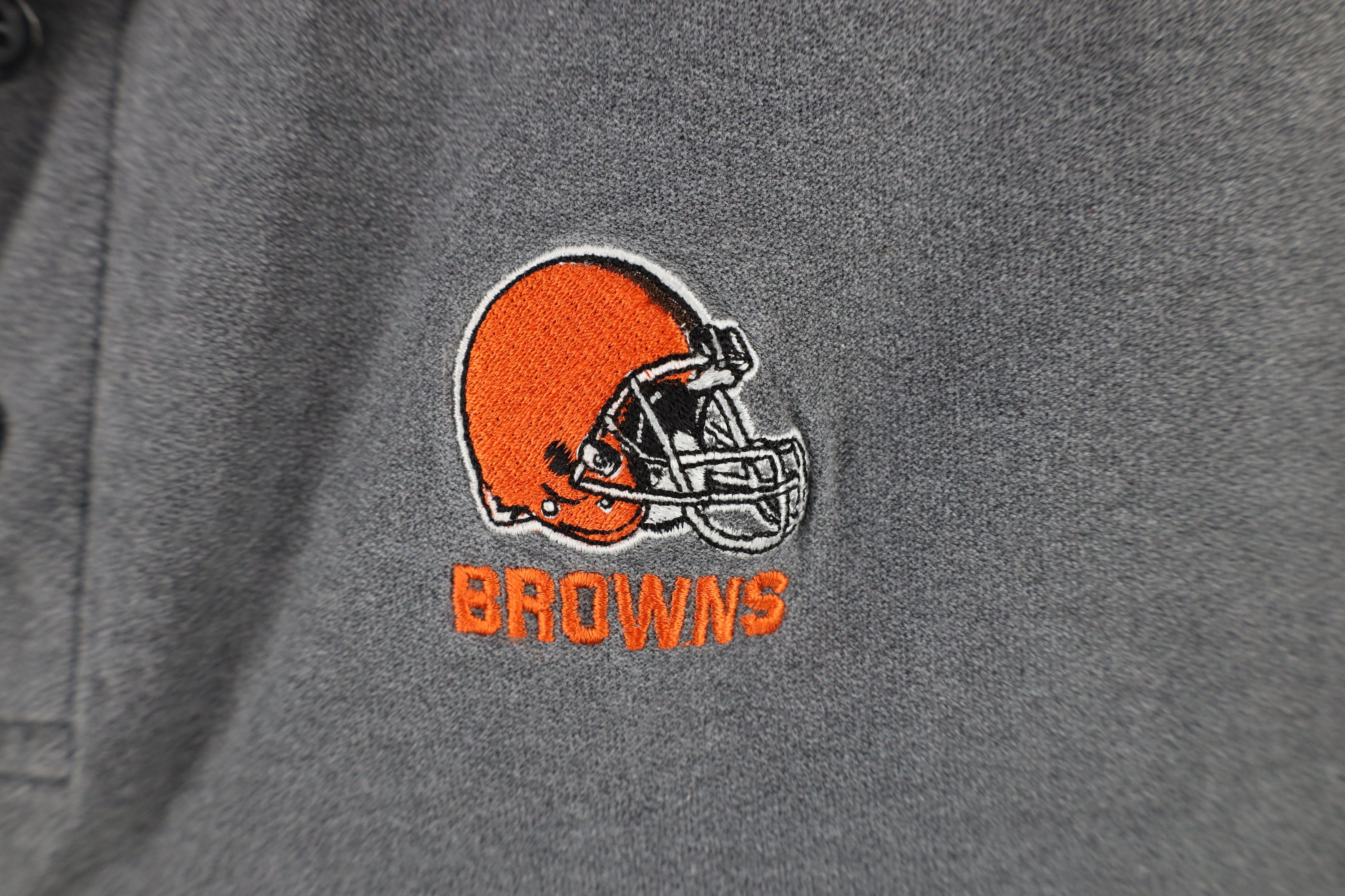 Vintage Vintage 90s Spell Out Cleveland Browns Football Polo Gray Size US L / EU 52-54 / 3 - 4 Thumbnail