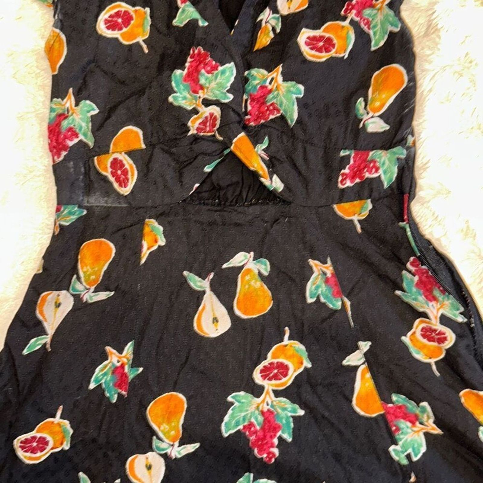 Urban Outfitters Urban Outfitters Fruits Print Black Collared Dress | Sz S Size S / US 4 / IT 40 - 3 Thumbnail