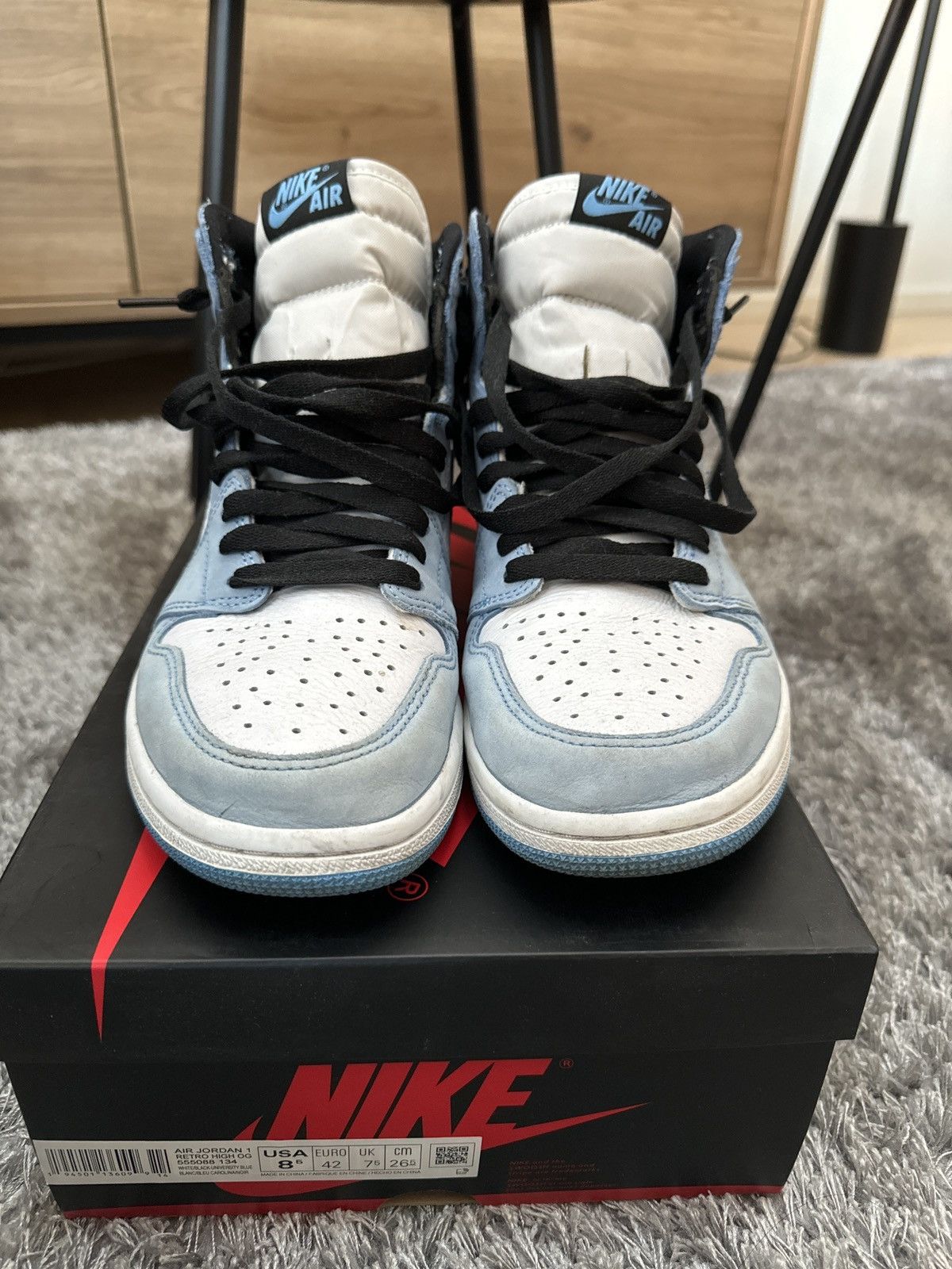 Jordan Brand Air Jordan 1 High UNC Blue Size US 8.5 / EU 41-42 - 3 Thumbnail