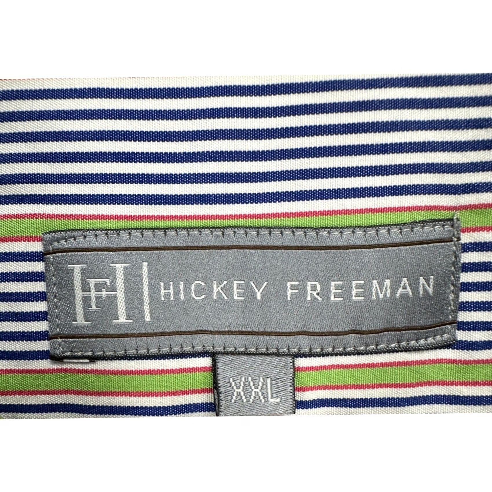 Vintage Hickey Freeman Mens Button Down Shirt 2XL Blue Flap Pocket Striped Long Sleeve Size US XXL / EU 58 / 5 - 4 Thumbnail