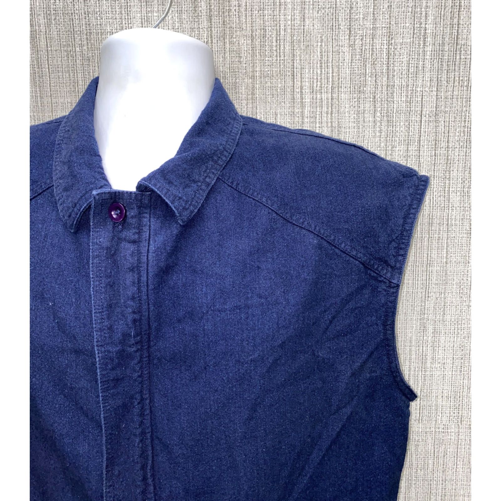Vintage Jean-Paul Germain Blue Cotton Full Zip Mens Vest Size Medium Size 40R - 2 Thumbnail
