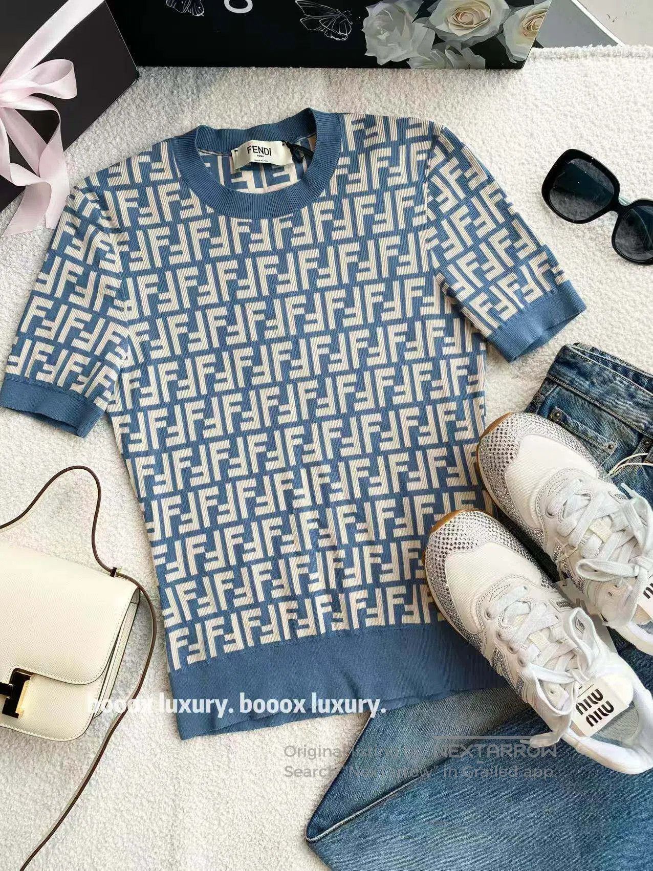 Fendi Fendi FF Monogram Crew Neck Knit Top| Size XS / US 0-2 / IT 36-38 - 1 Thumbnail