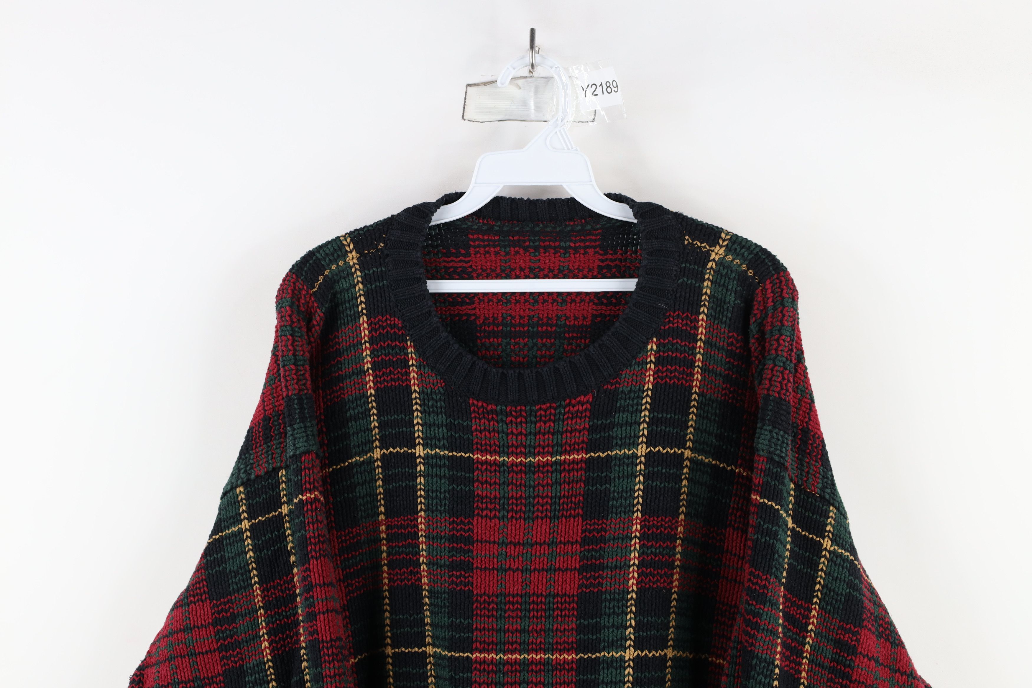 Vintage Vintage 90s Streetwear Heavyweight Crewneck Sweater Plaid Size US M / EU 48-50 / 2 - 2 Thumbnail