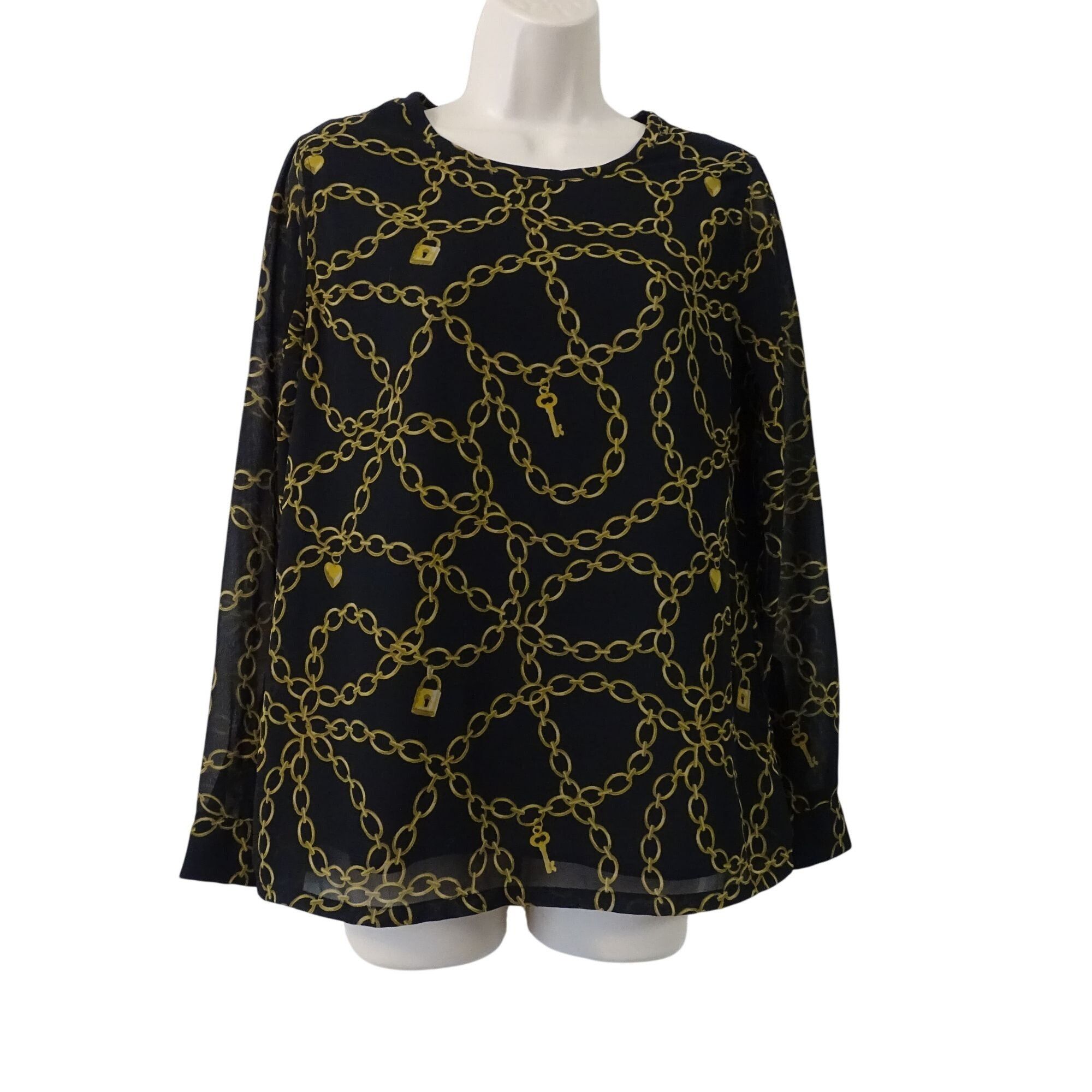 Banana Republic Banana Republic Women Black Long Sleeve Sheer Blouse size XS Size XS / US 0-2 / IT 36-38 - 2 Thumbnail