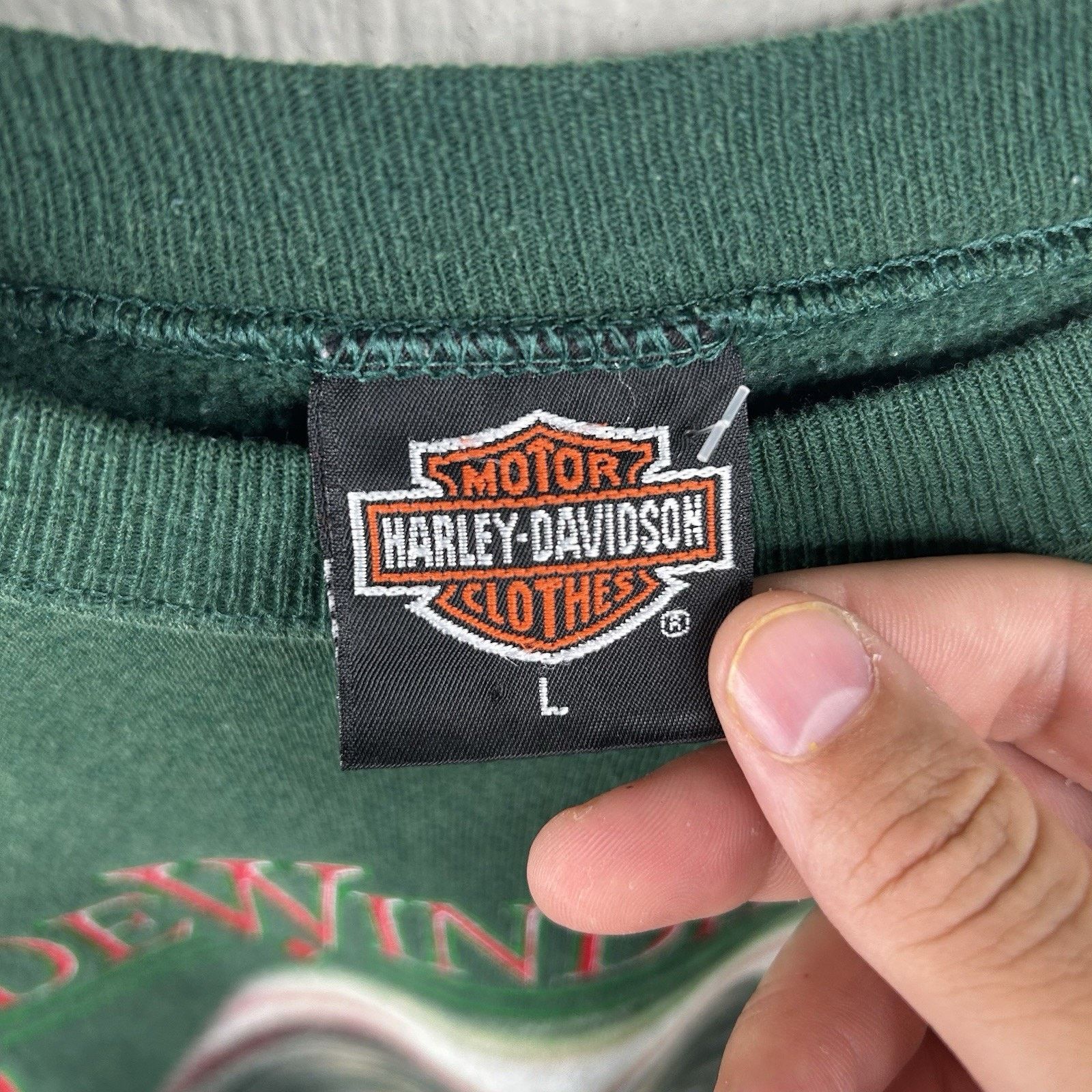 Vintage Harley Davidson Green Side Winder Snake Crewneck Size Large Size US L / EU 52-54 / 3 - 4 Thumbnail