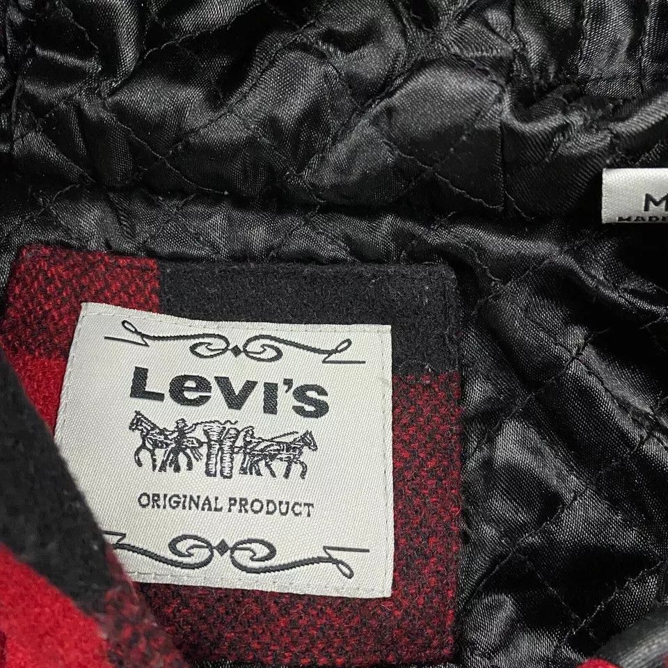 Levi's Levis Coat Women Medium Buffalo Check Wool Hooded Quilt Size M / US 6-8 / IT 42-44 - 3 Thumbnail