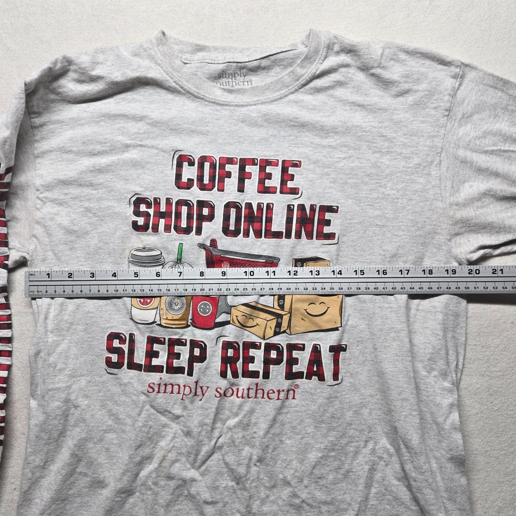 Vintage Simply Southern Shirt Long Sleeve Adult L Gray Graphic T-Shirt - Women - Spring, Fall - Basic Casual Tee Size L / US 10 / IT 46 - 7 Thumbnail