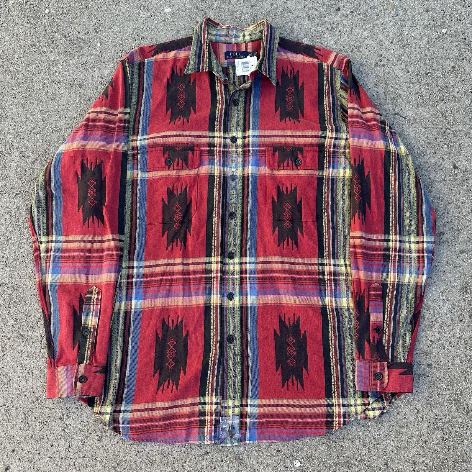 Polo Ralph Lauren NWT Polo Ralph Lauren Western Tribal Aztec Longsleeve Shirt Size US XL / EU 56 / 4 - 1 Thumbnail