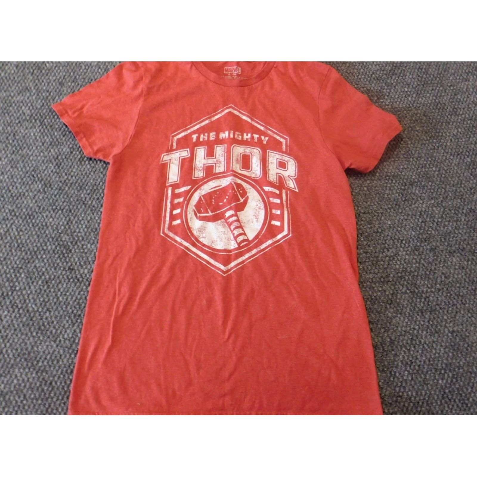 Vintage Marvel Thor Mens Shirt S Red Short Sleeve Crew Neck Cotton Blend T-Shirt Logo Graphic Hole on Back Right Sleeve Vintage? No Size US S / EU 44-46 / 1 - 3 Thumbnail