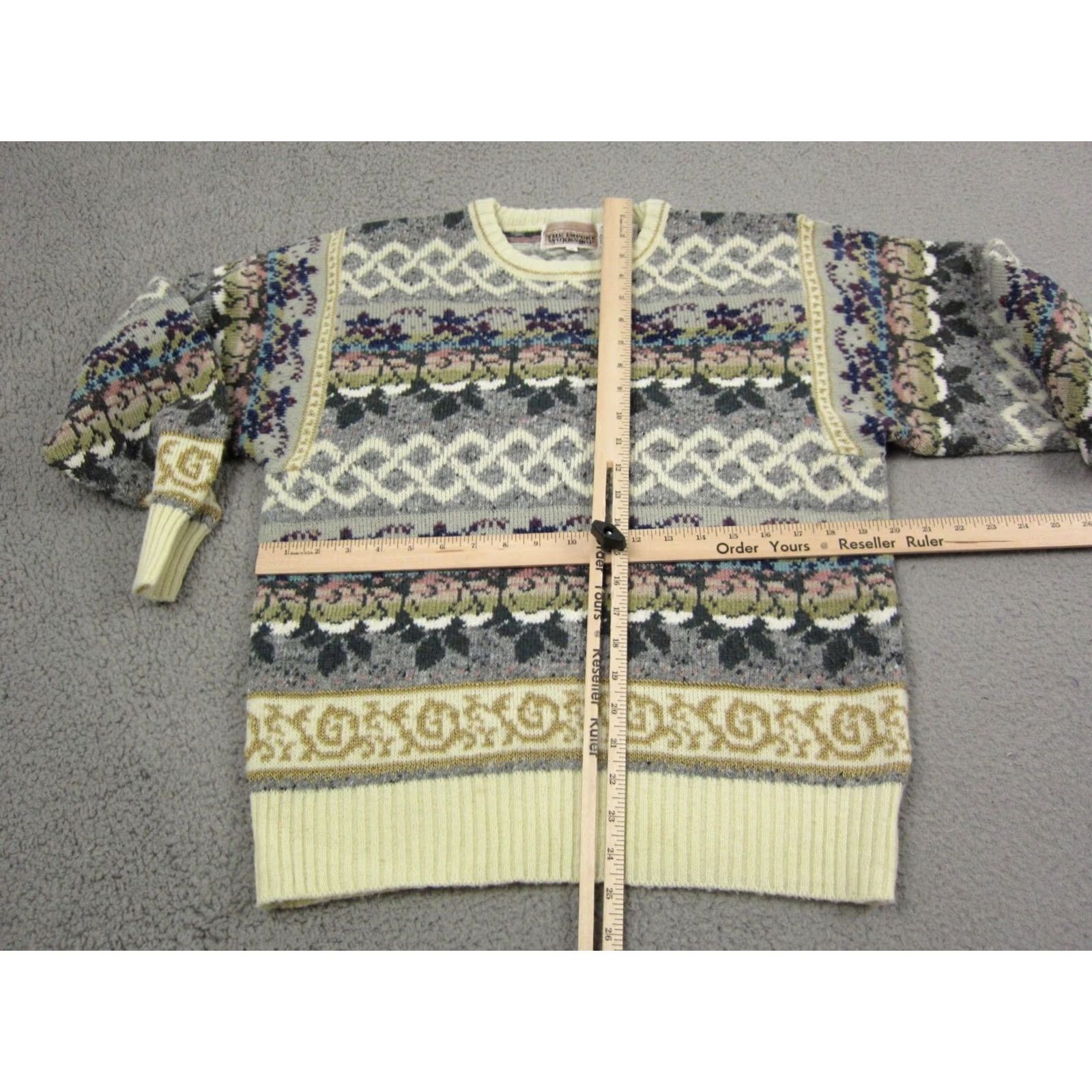 Vintage VINTAGE Workshop Sweater Womens Large Creme Wool Fair Isles Knit Baroque 90s Size L / US 10 / IT 46 - 7 Thumbnail