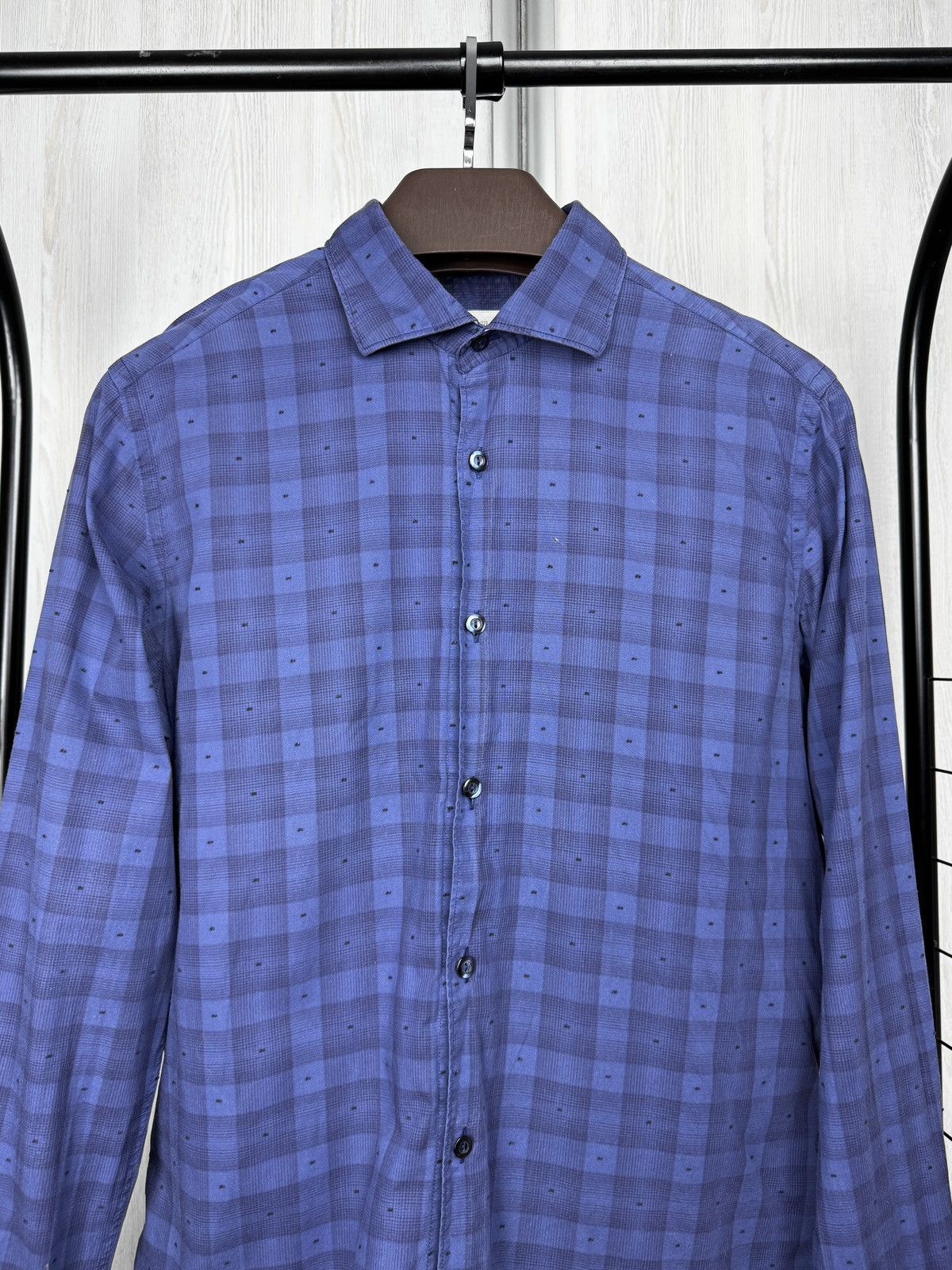 Tintoria Mattei Tintoria Mattei 954 blue checkered italian ls shirt size 40 Size US M / EU 48-50 / 2 - 3 Thumbnail