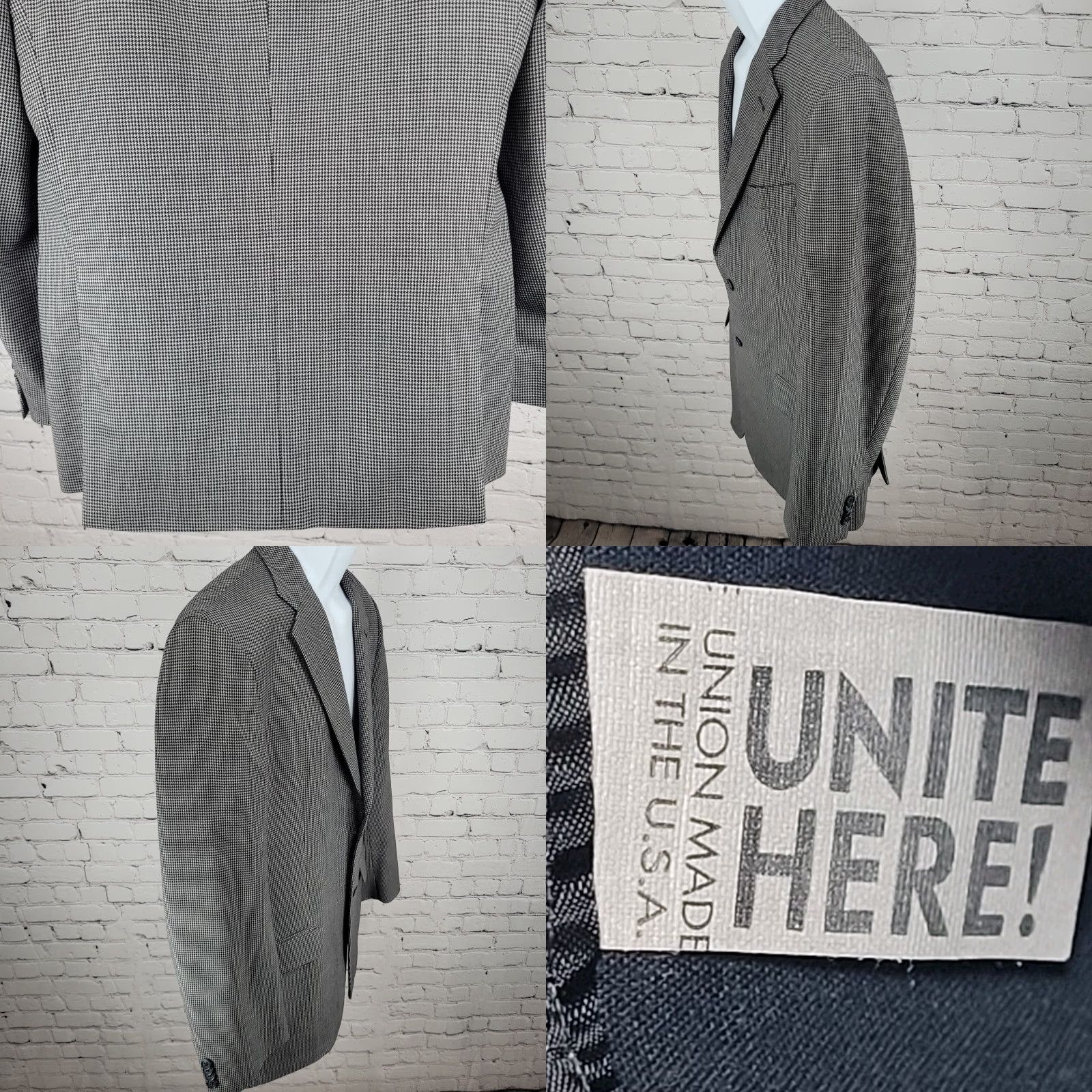 Joseph Abboud Joseph Abboud Blazer Black & White 100% Wool Houndstooth USA Made Size 40R Size 40R - 9 Thumbnail