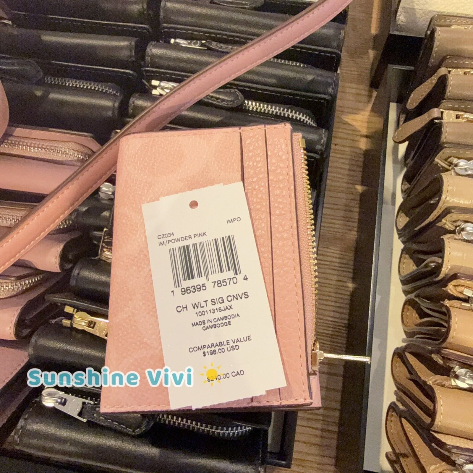 Coach NWT Coach Card Holder Wallet Canvas CZ034 Powder Pink Size ONE SIZE - 5 Thumbnail