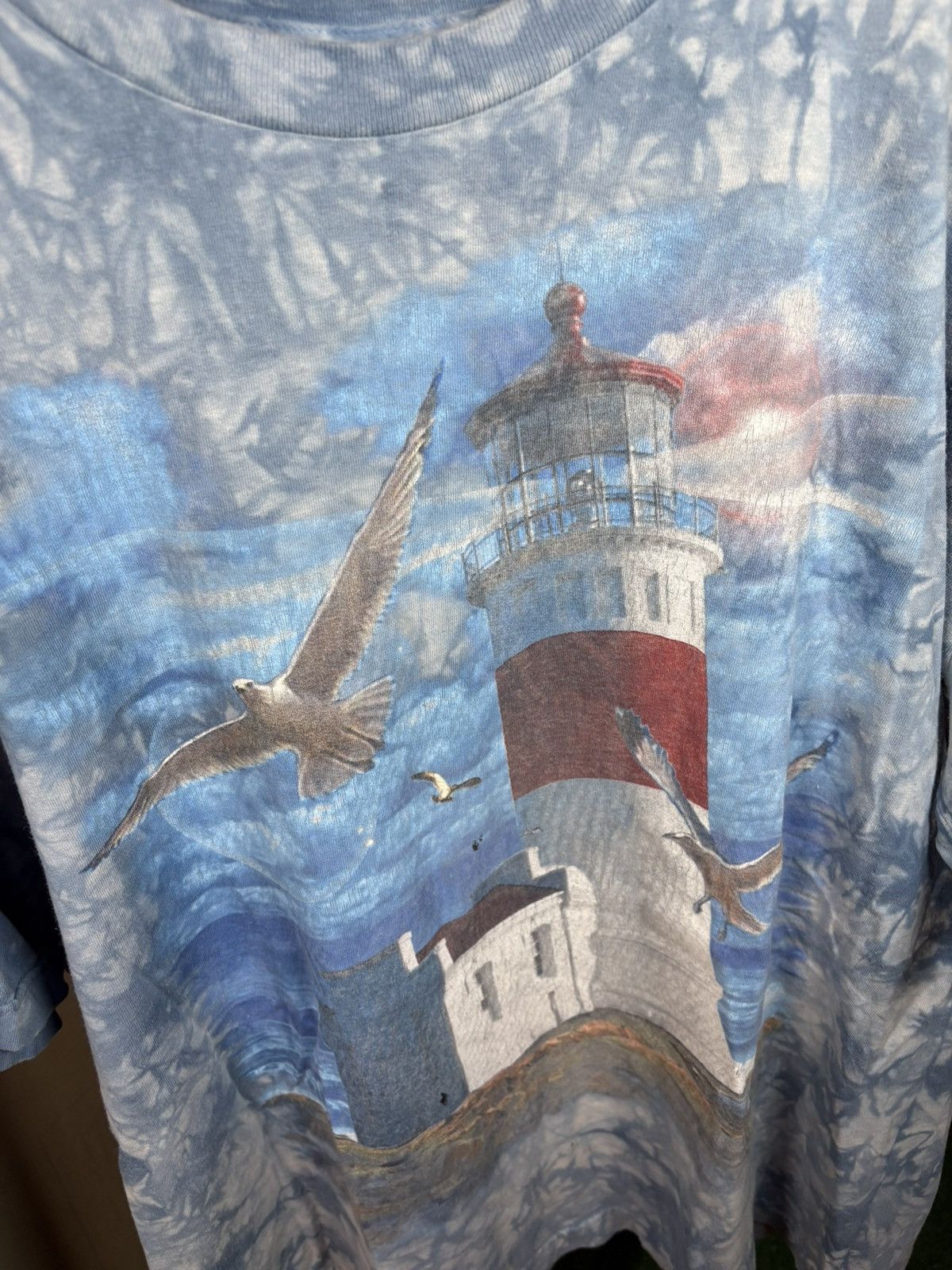 Japanese Brand × Vintage 1990s Blue tie-dye lighthouse graphic tee Size US XL / EU 56 / 4 - 2 Thumbnail