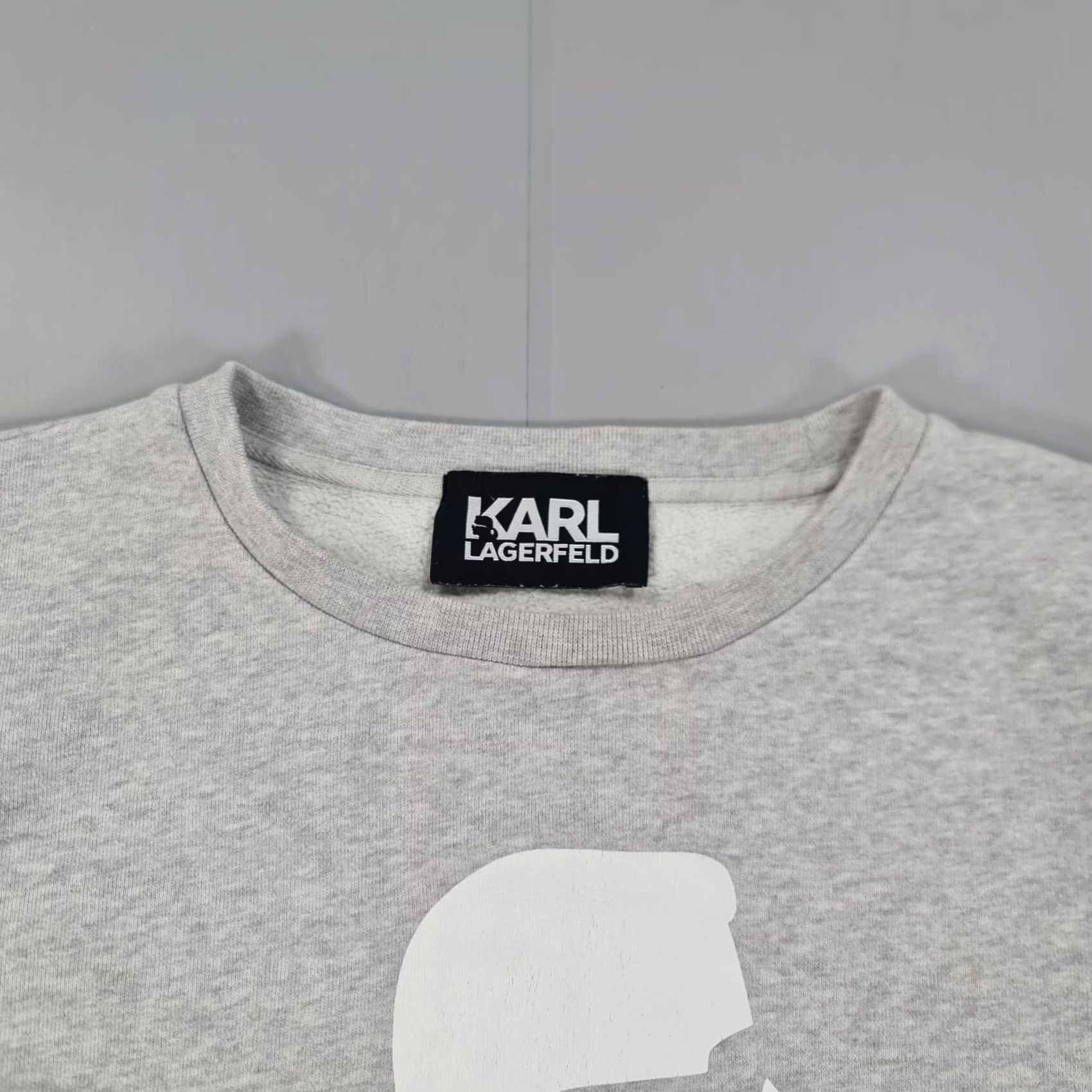 Karl Lagerfeld Karl Lagerfeld Sweatshirt Womens Grey Medium Cotton Fleece Logo Pullover Crew Neck Long Sleeve Regular Size M / US 6-8 / IT 42-44 - 2 Thumbnail