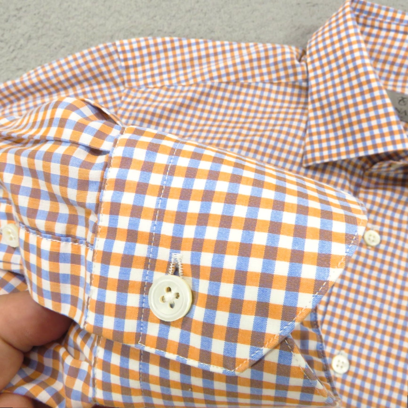 Canali Canali 1934 Shirt Men 16 Orange White Gingham Long Sleeve Button Up Plaid Size US L / EU 52-54 / 3 - 7 Thumbnail