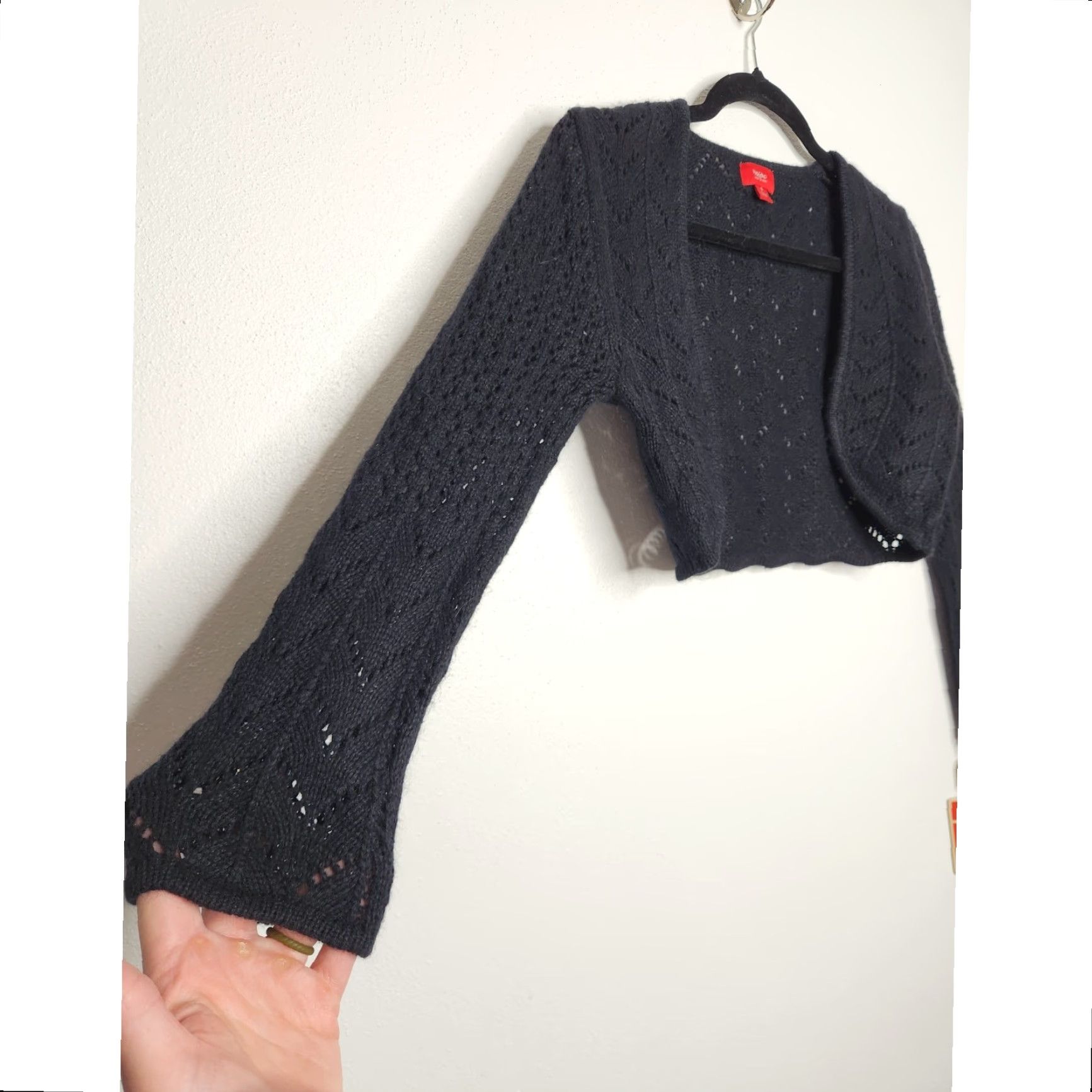 Mossimo VINTAGE Mossimo Cardigan Shirt Womens S Black Knit Bolero Angora Ramie NWT Short Length 14 Width 16 Size S / US 4 / IT 40 - 3 Thumbnail
