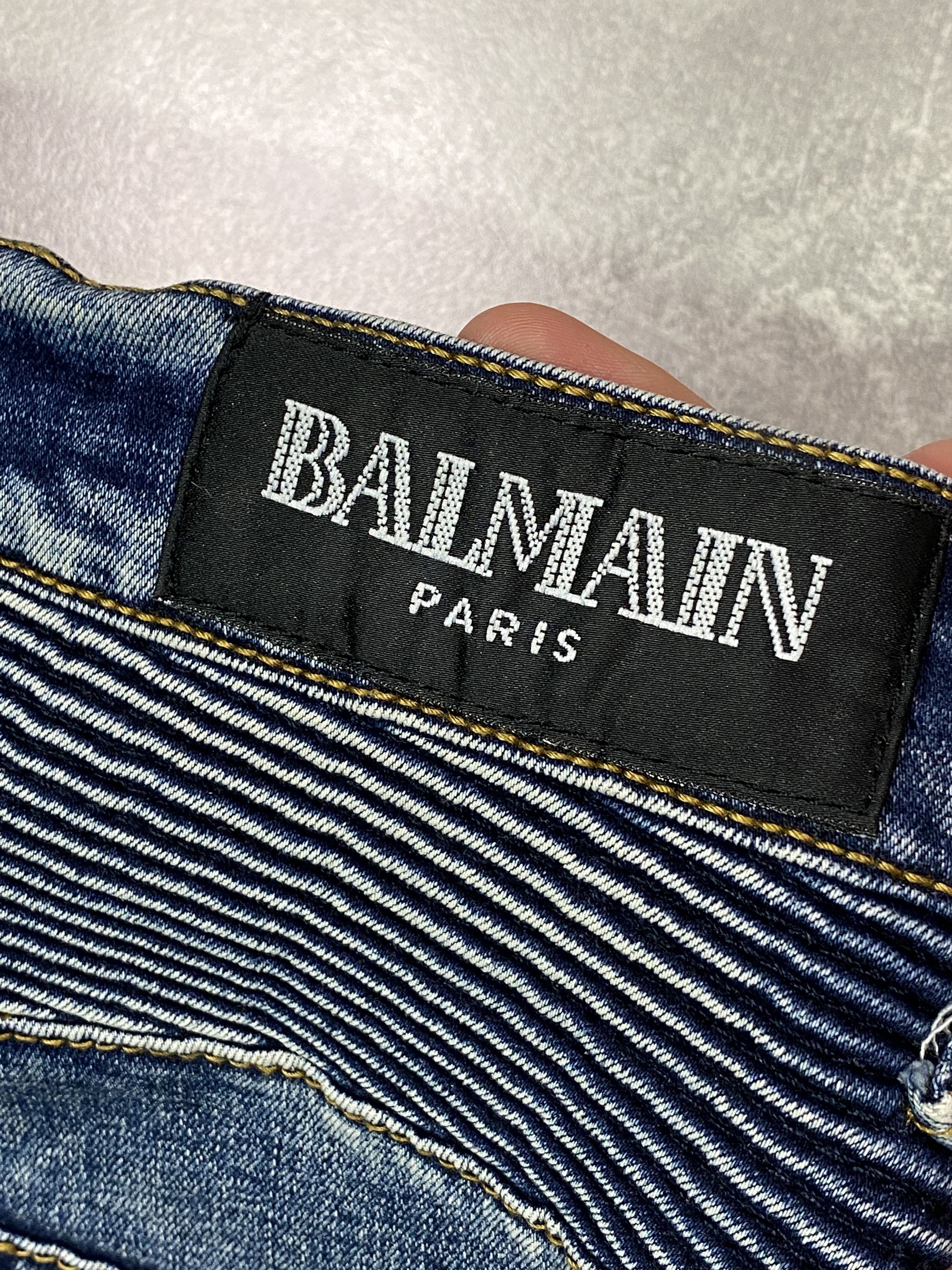 Balmain VINTAGE 00s BALMAIN BIKER JEANS Size US 34 / EU 50 - 9 Thumbnail