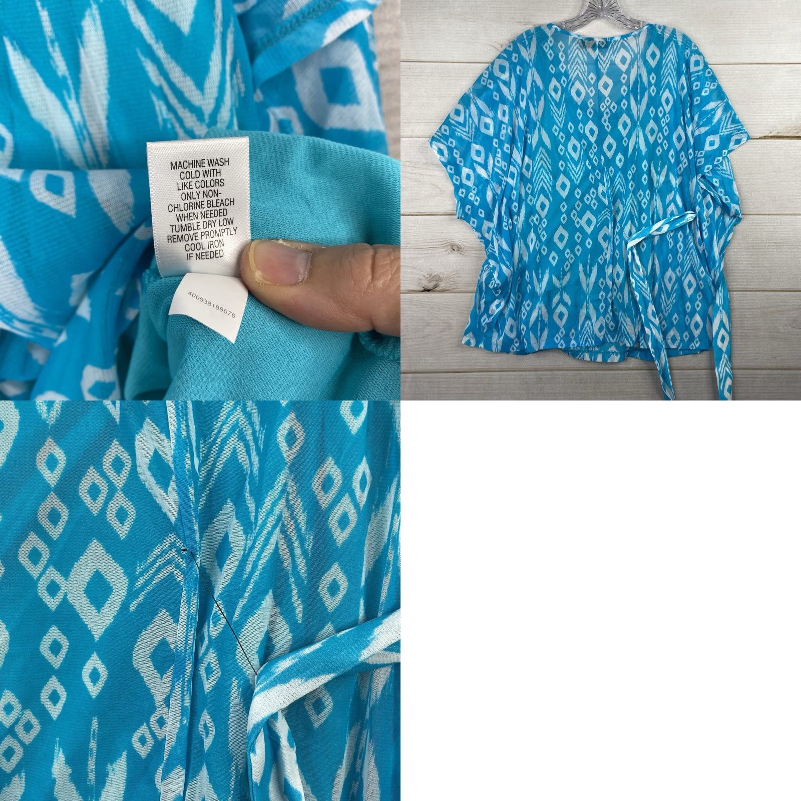 Apt. 9 Apt 9 Blouse Shirt 90s Blue Aztec Belted Tank w/sheer Overlay XL Womens Vintage Size XL / US 12-14 / IT 48-50 - 8 Thumbnail