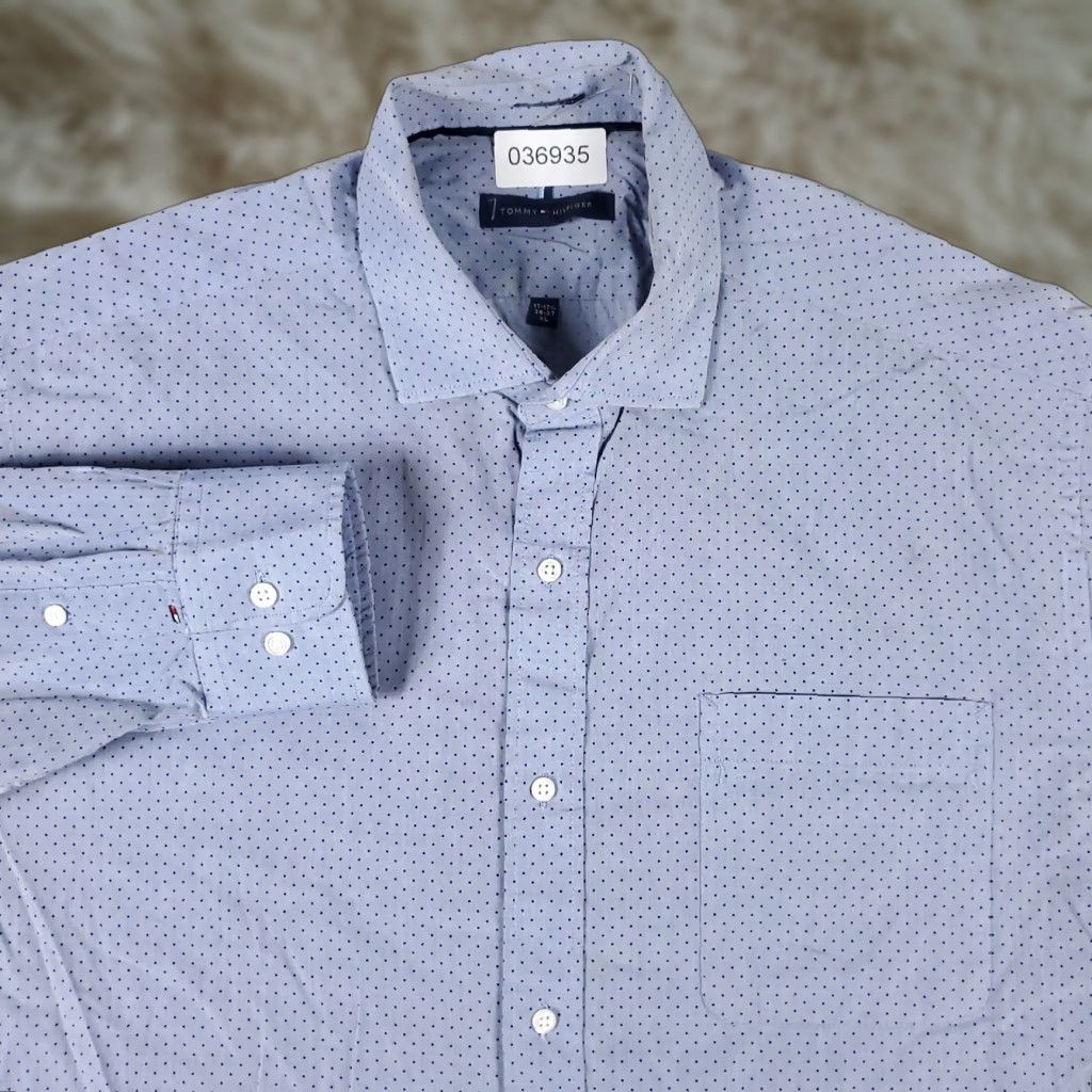 Tommy Hilfiger VINTAGE Tommy Hilfiger Shirt Mens XL Blue Polka Dot Button-Up Long Sleeve casual business formal Size US XL / EU 56 / 4 - 1 Thumbnail