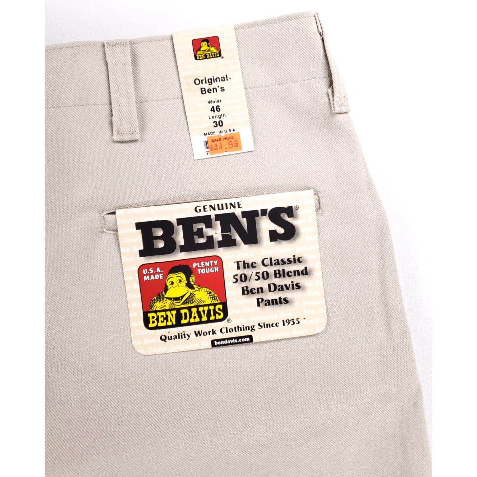 Ben Davis VINTAGE Ben Davis Gorilla Cut Pants Made USA Mens 46 x 30 46 x 29 Actual Beige Sand Workwear NWT Mens Size US 30 / EU 46 - 4 Thumbnail