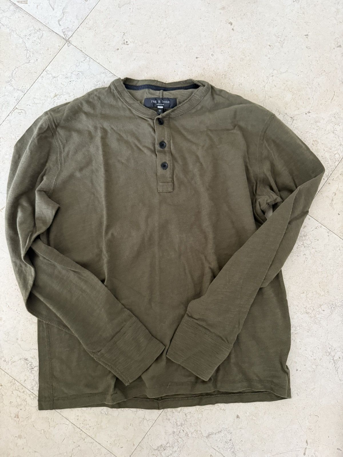 Rag & Bone Rag & Bone Olive Long Sleeve Henley Size US L / EU 52-54 / 3 - 1 Thumbnail