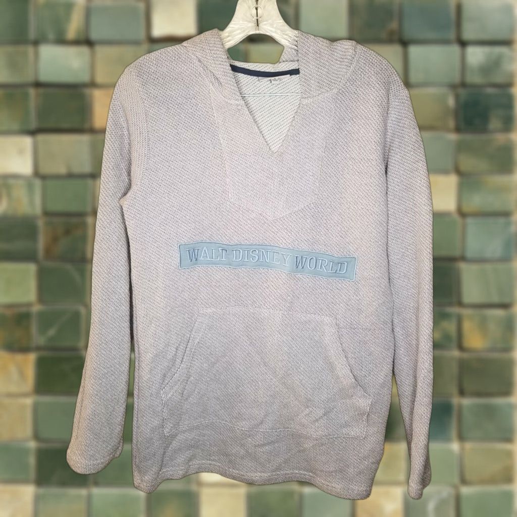 Disney Disney Mens Blue White Walt Disney World V Neck Long Sleeve Hoodie Size S Size US S / EU 44-46 / 1 - 1 Thumbnail
