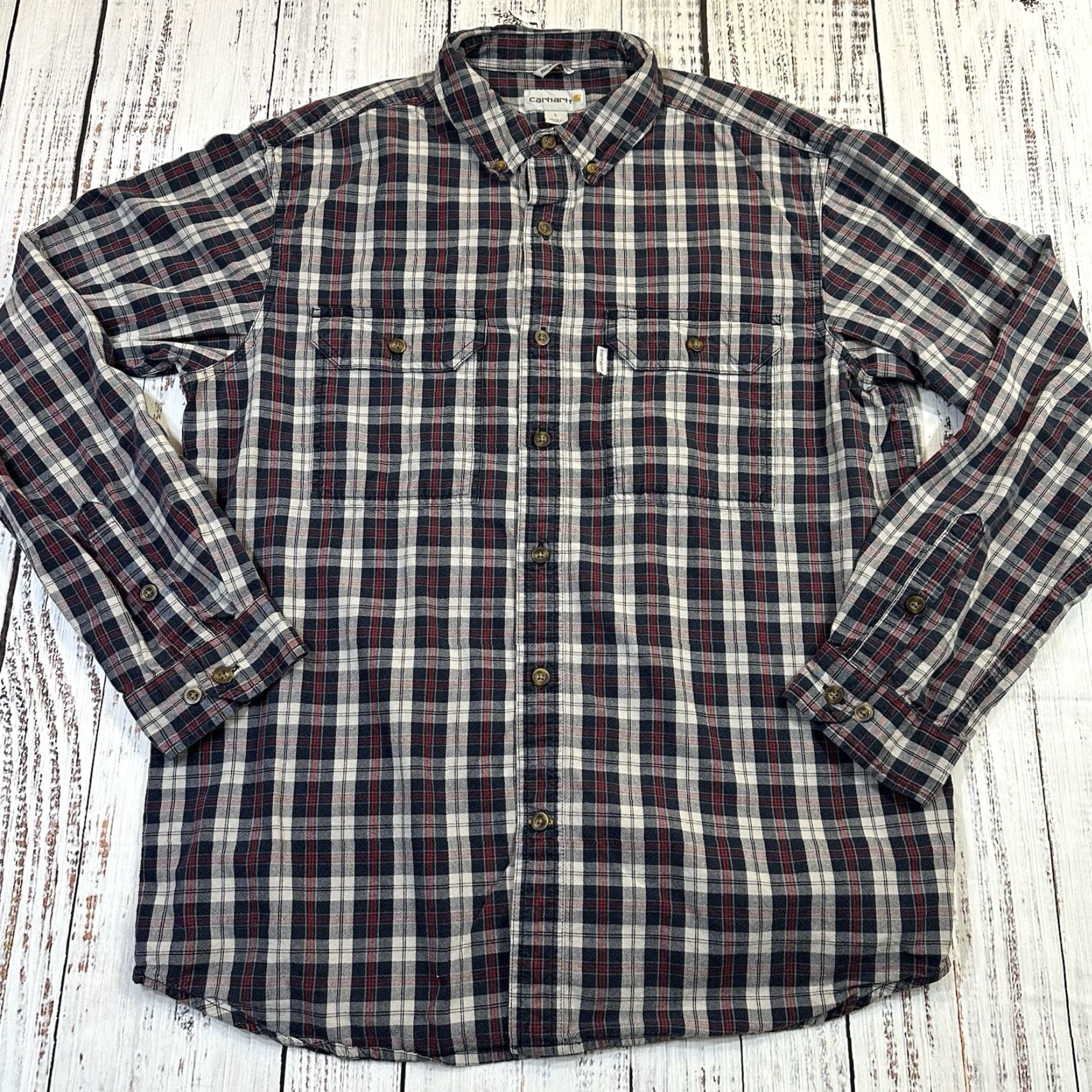 Carhartt Carhartt Plaid Relaxed Long Sleeve Button-Down Shirt Mens Large Black Cotton Workwear 2016 Size US L / EU 52-54 / 3 - 2 Thumbnail