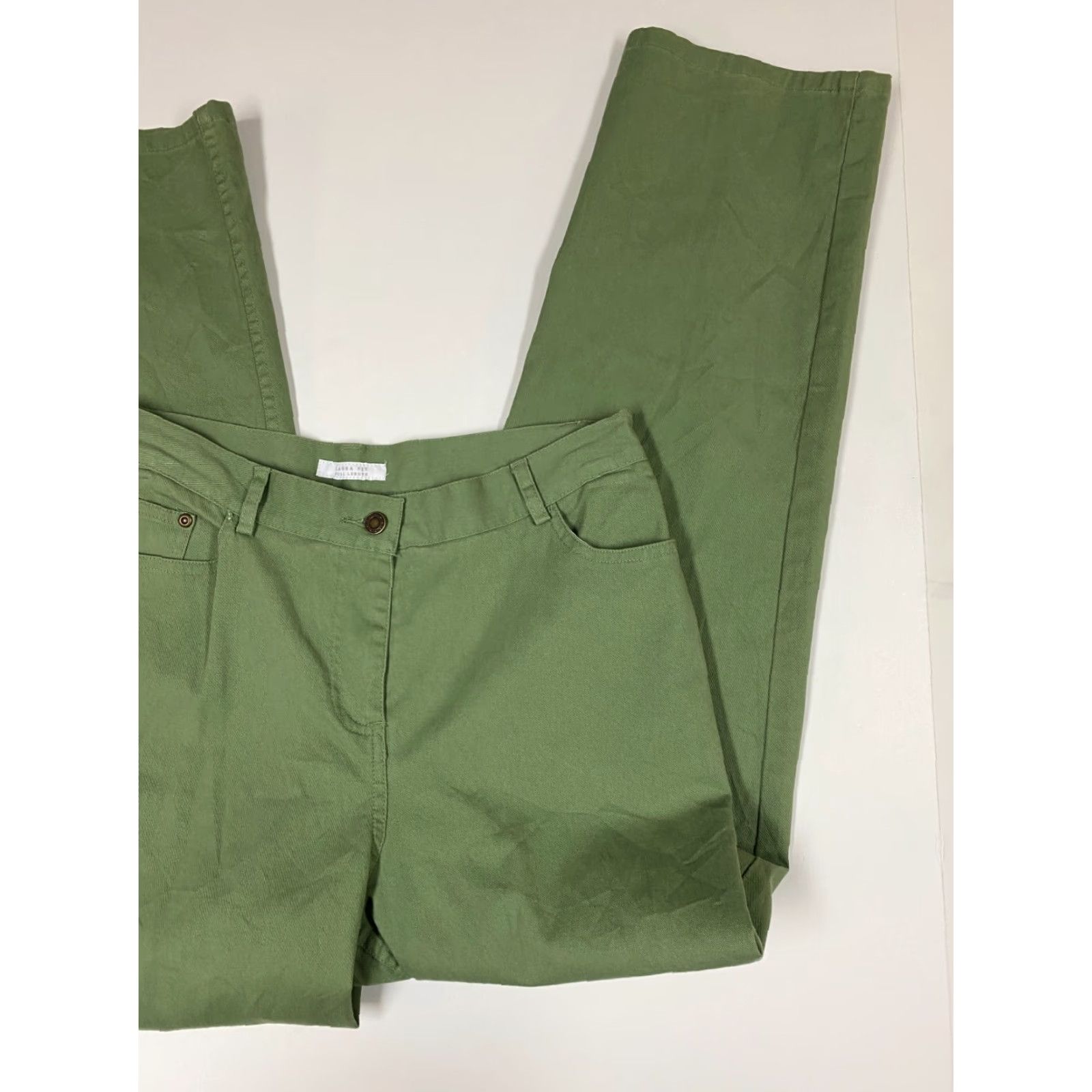 Charter Club Charter Club Pants Women 0P Petites Green Laura Fit Chino Straight 28in Inseam Zipper Cotton Knit Casual Vintage No Size 25" / US 0 / IT 36 - 2 Thumbnail