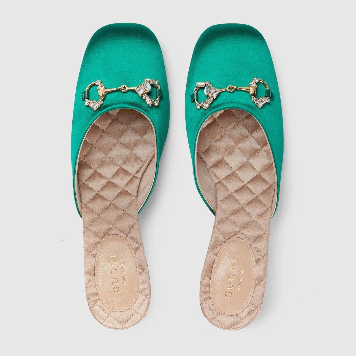 Gucci o1s1wg110225 Horsebit Mules in Green Satin Size US 8.5 / IT 38.5 - 5 Thumbnail