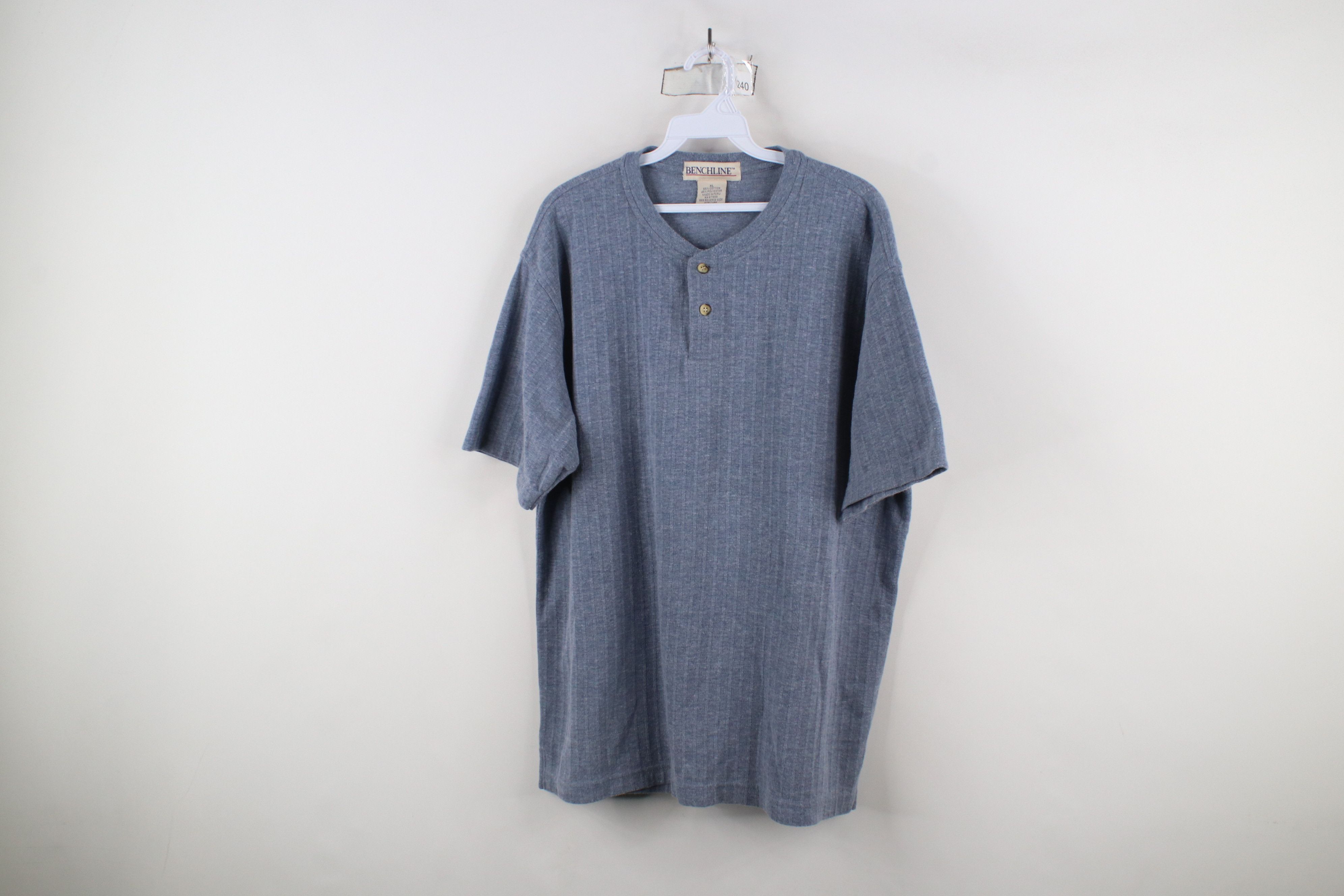 Vintage Vintage 90s Streetwear Striped Knit Henley T-Shirt Blue Size US XL / EU 56 / 4 - 1 Thumbnail