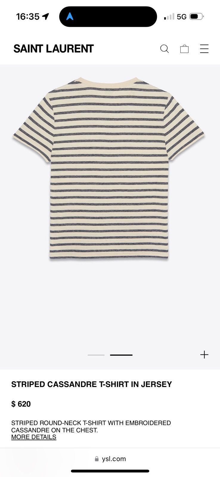 Saint Laurent Paris $620 Saint Laurent STRIPED CASSANDRE T-SHIRT IN JERSEY Size US L / EU 52-54 / 3 - 3 Thumbnail
